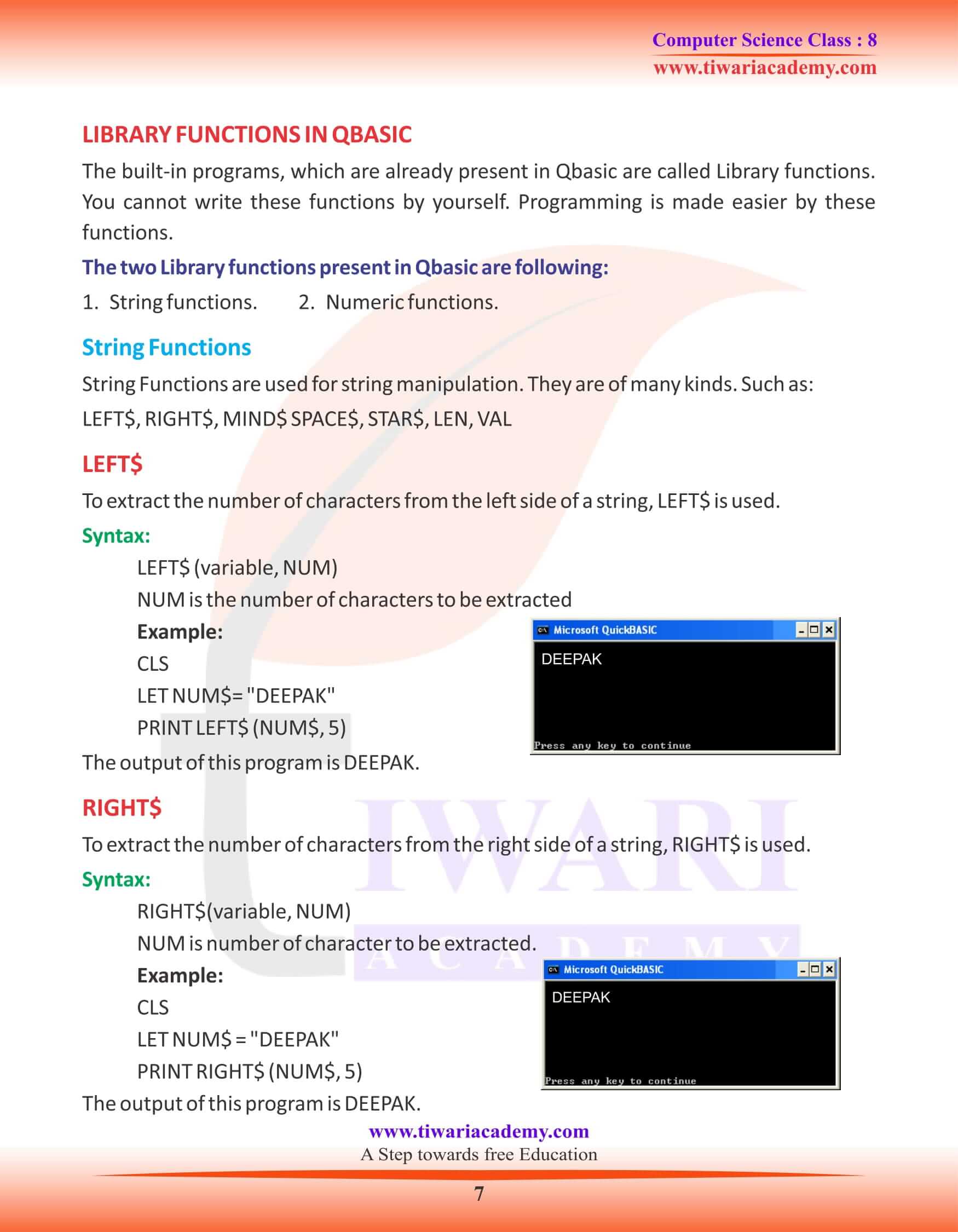 Class 8 Computer Science Chapter 8 Practice Notes