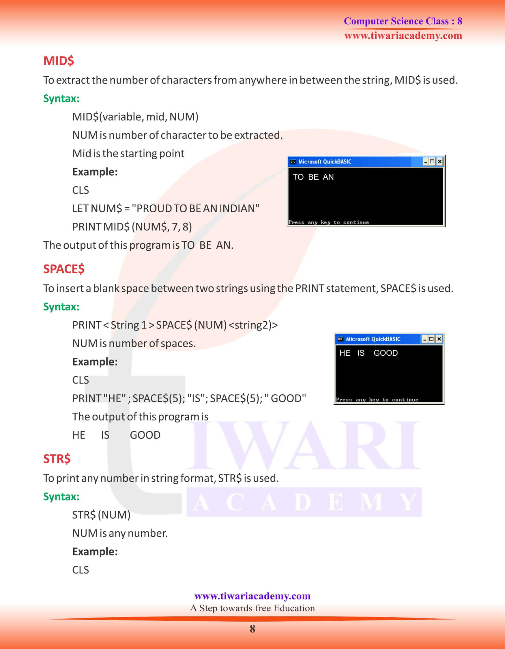 Class 8 Computer Science Chapter 8 revision