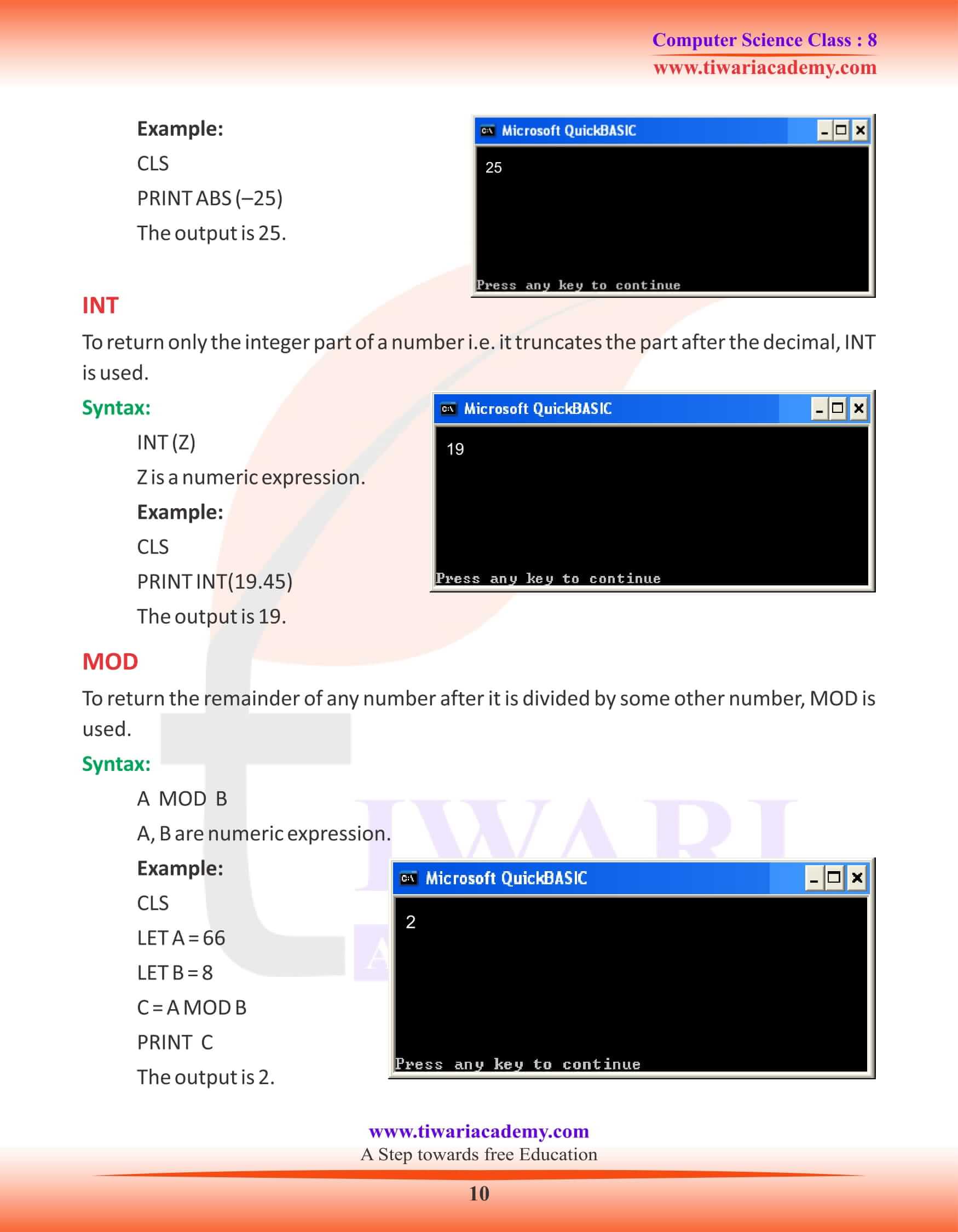 Class 8 Computer Science Chapter 8 Handouts