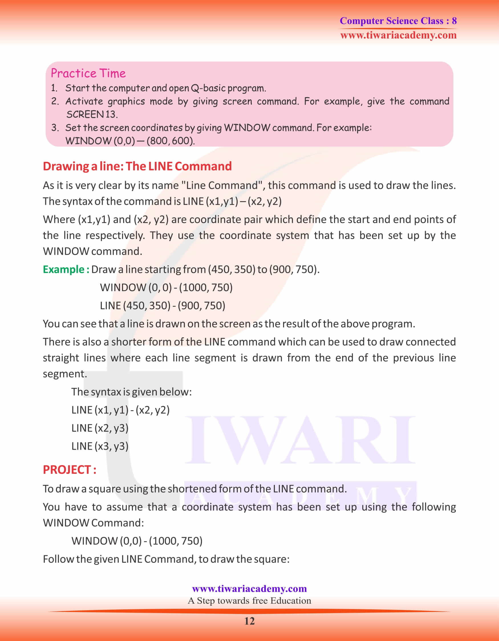 Class 8 Computer Science Chapter 8 Practice Exercises