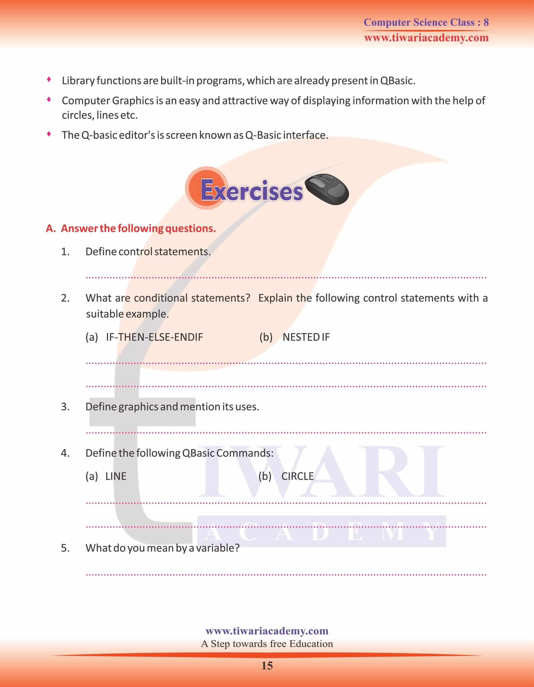 Class 8 Computer Science Chapter 8 Question Answers