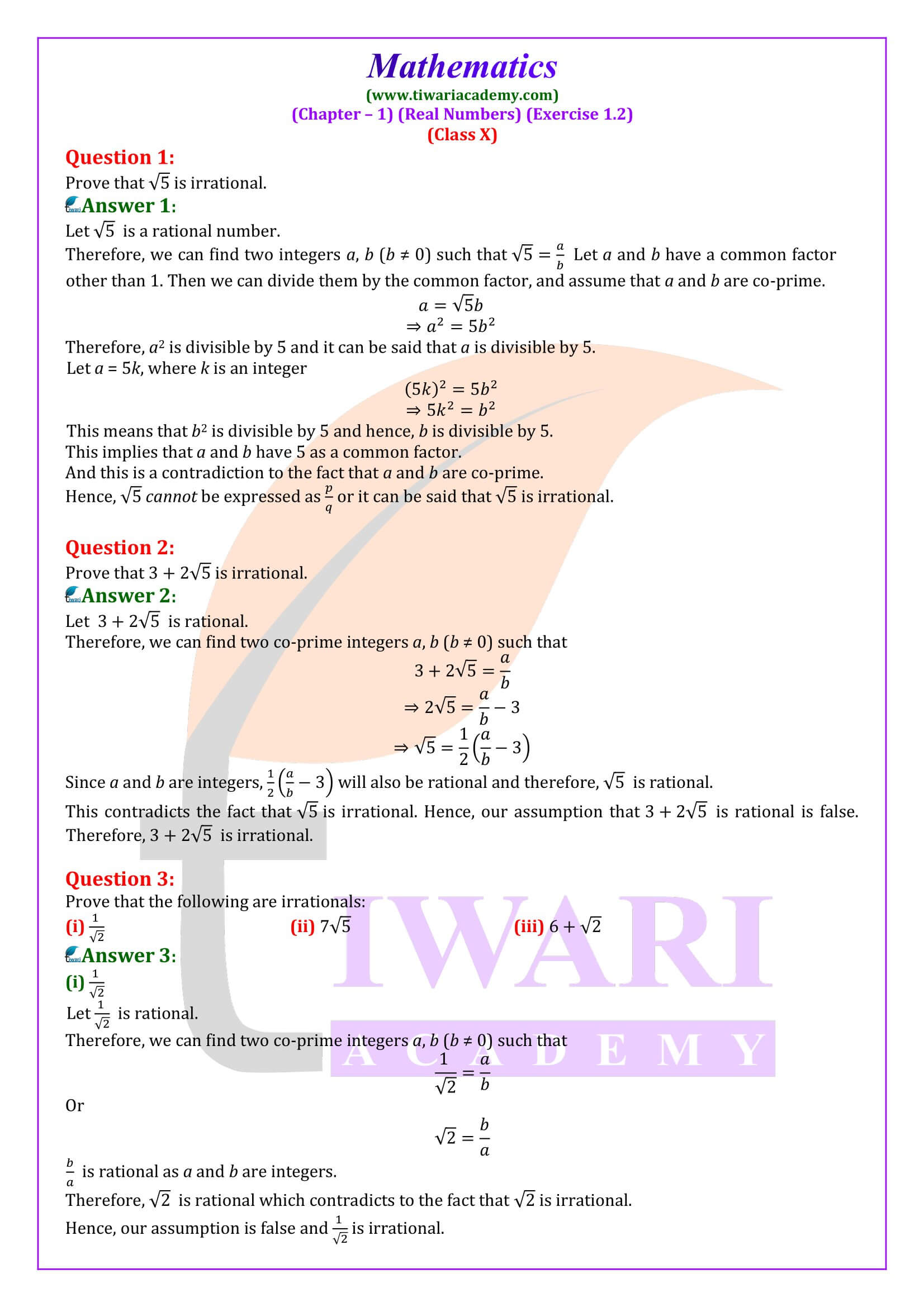Class 10 Maths Exercise 1.2 NCERT Solutions