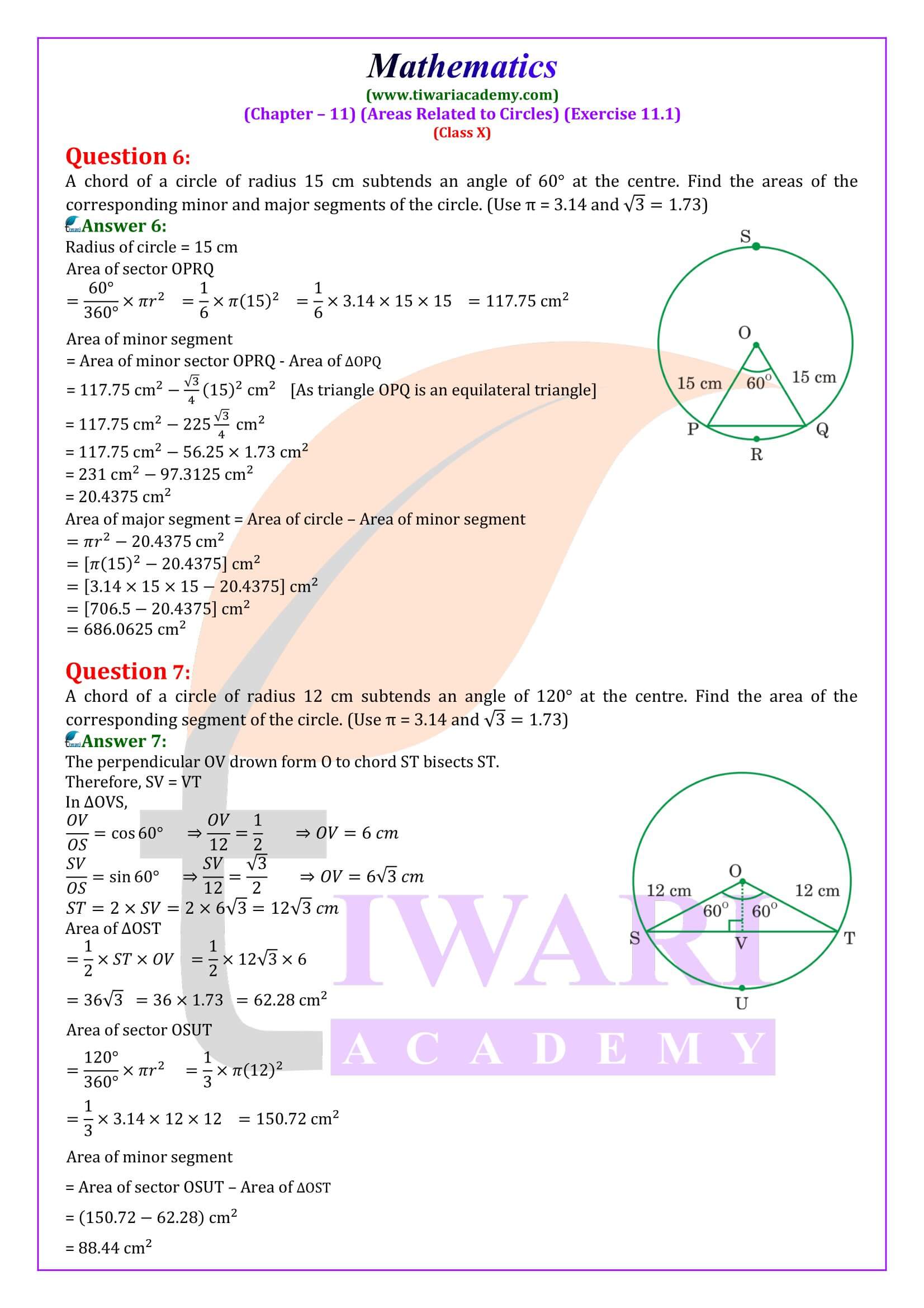 NCERT Solutions Class 10 Maths Exercise 11.1