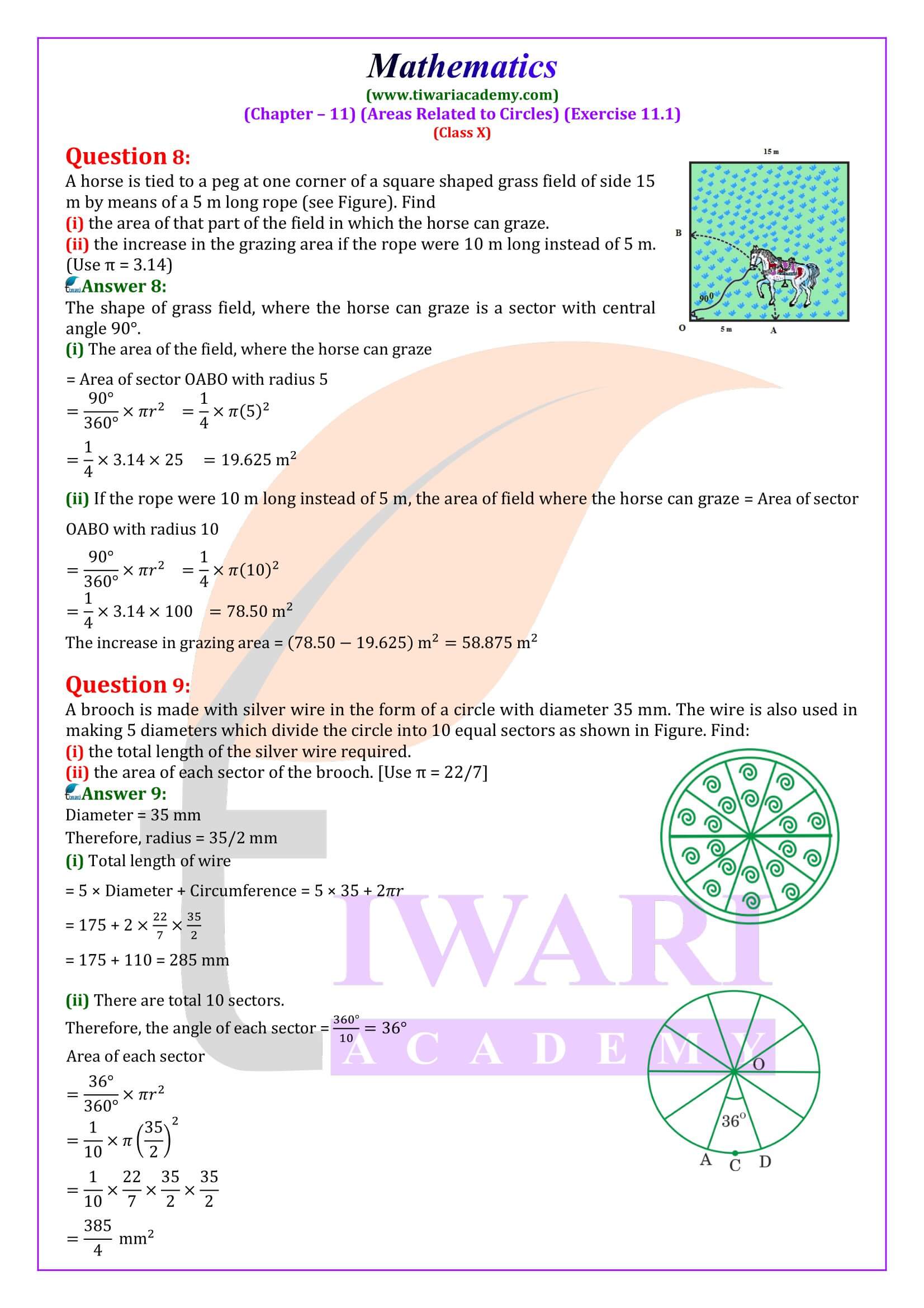 NCERT Solutions Class 10 Maths Exercise 11.1 in English