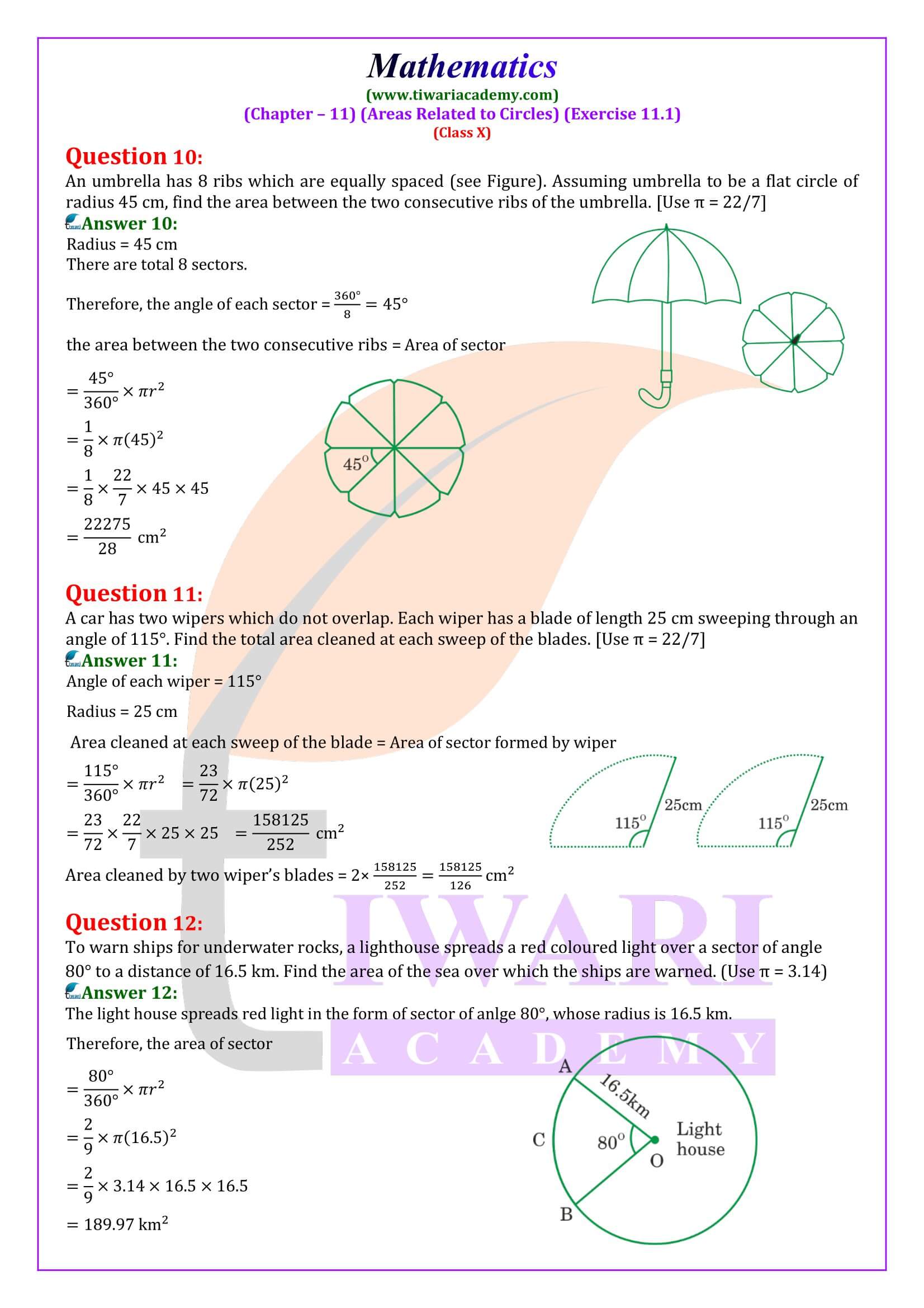 NCERT Solutions Class 10 Maths Exercise 11.1 English Medium