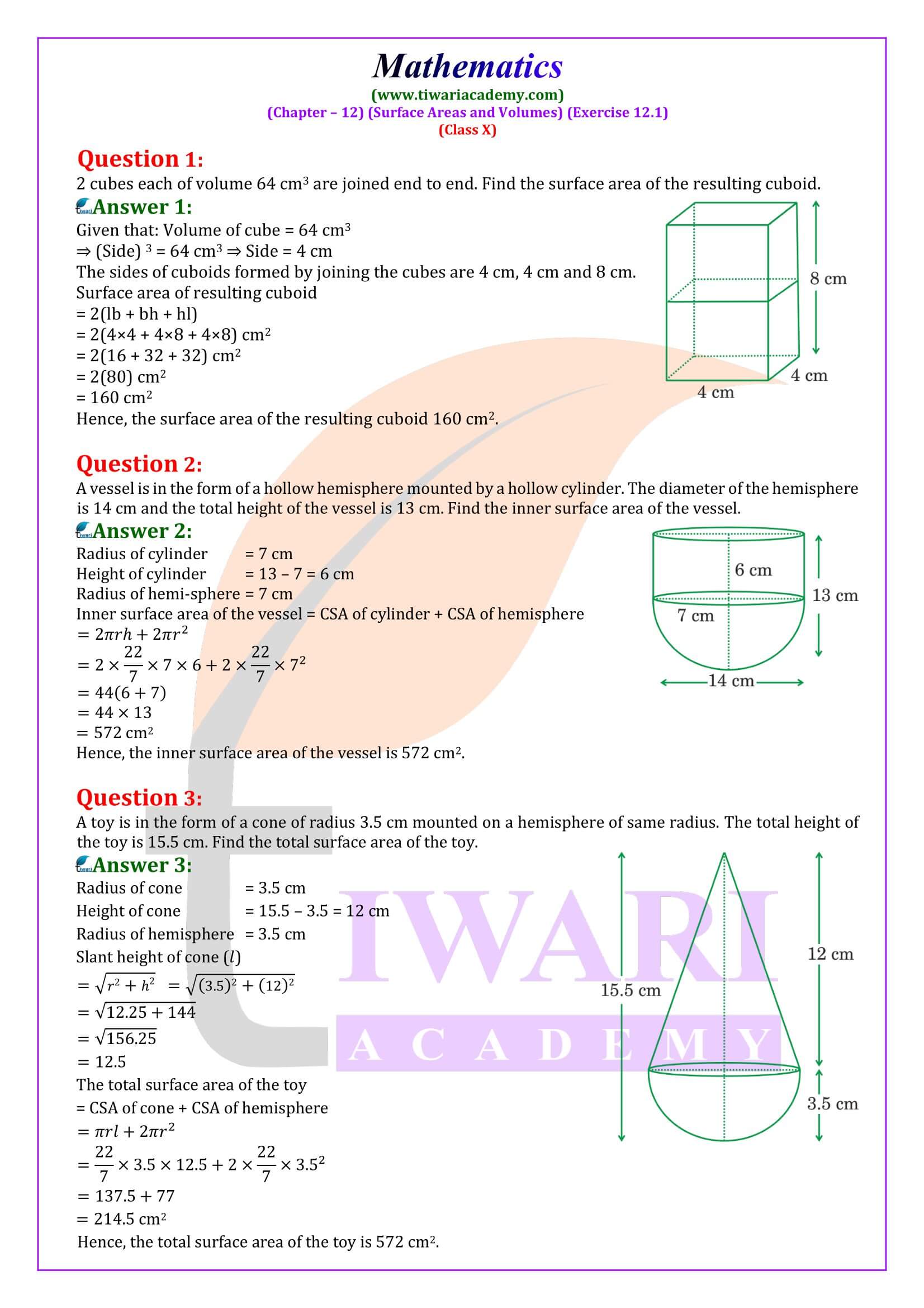 Class 10 Maths Exercise 12.1 NCERT Solutions in English Medium