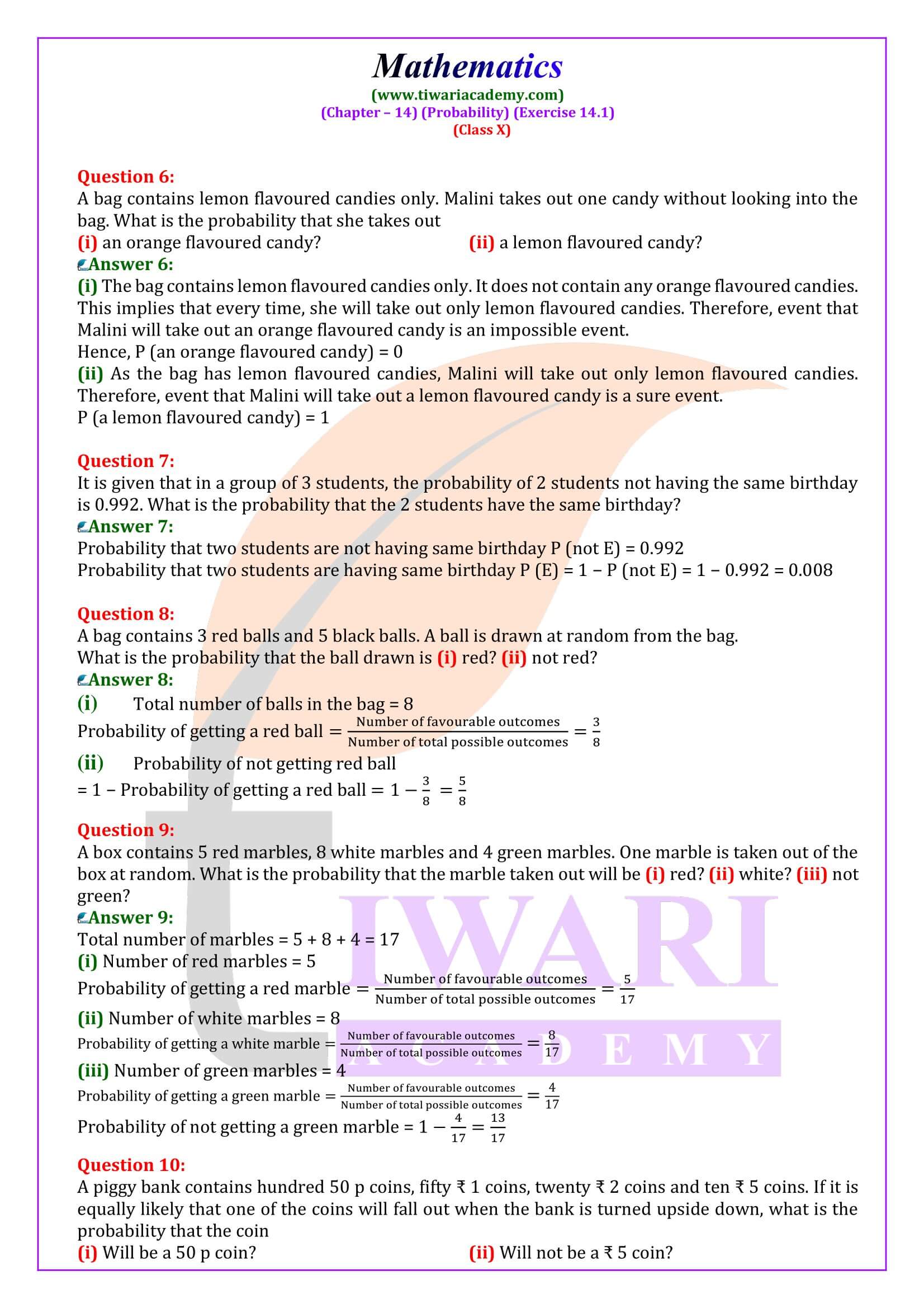 Class 10 Maths Exercise 14.1 in English Medium updated for new session