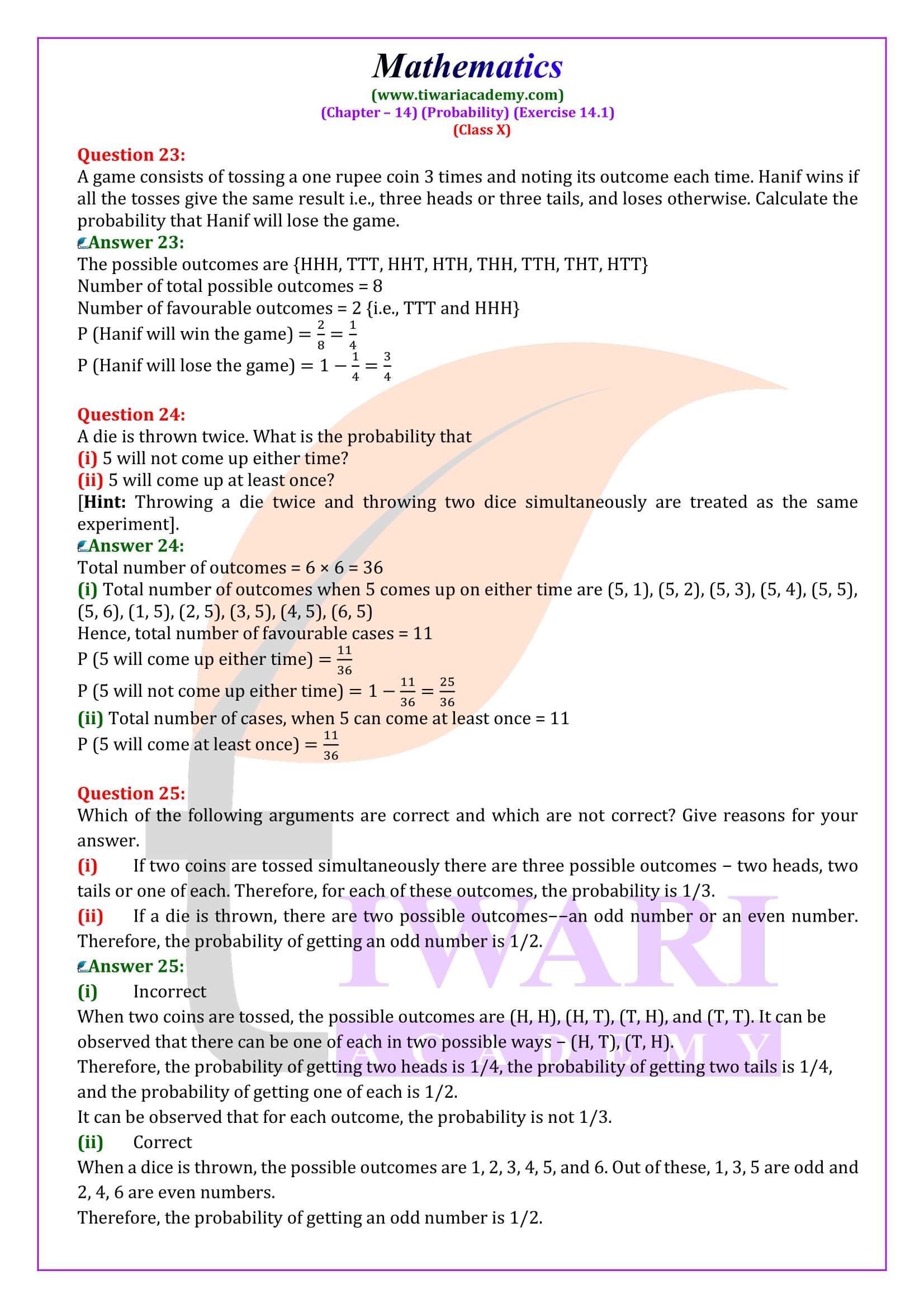 Class 10 Maths Exercise 14.1 updated for new CBSE Session