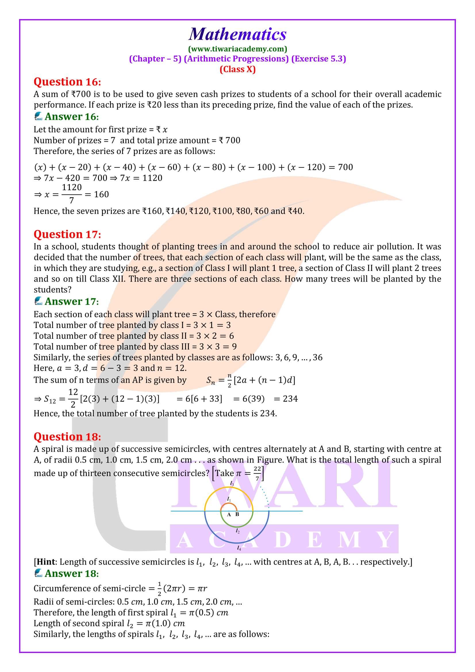 NCERT Solutions for Class 10 Maths Exercise 5.3 updated guide