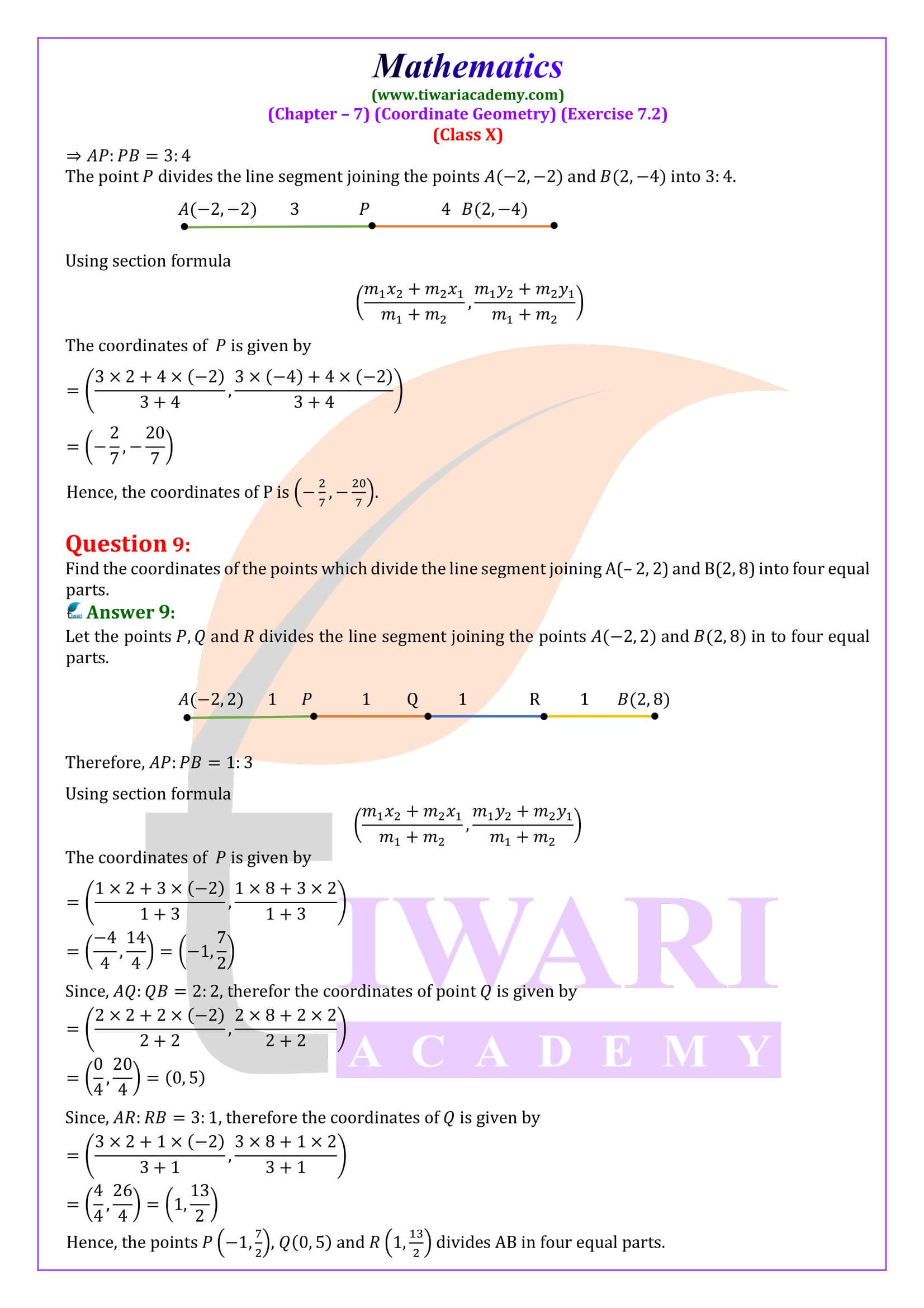 NCERT Solutions Class 10 Maths Exercise 7.2