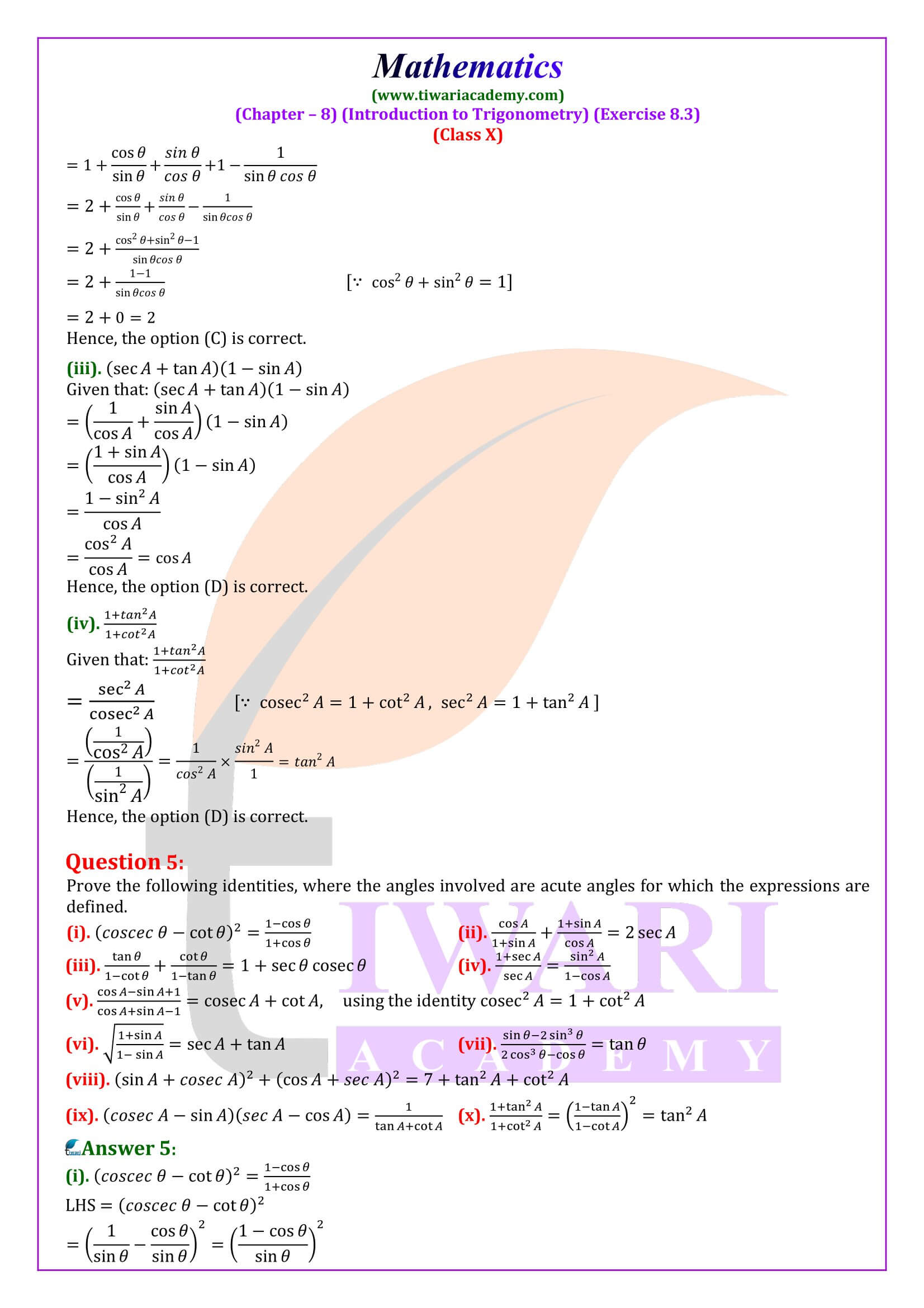 Class 10 Maths Exercise 8.3 updated NCERT Solutions