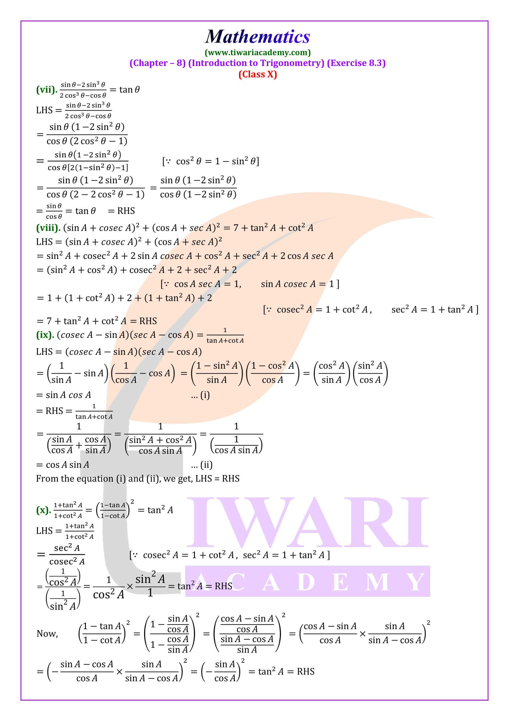 NCERT Solutions Class 10 Maths Exercise 8.3 updated for new session