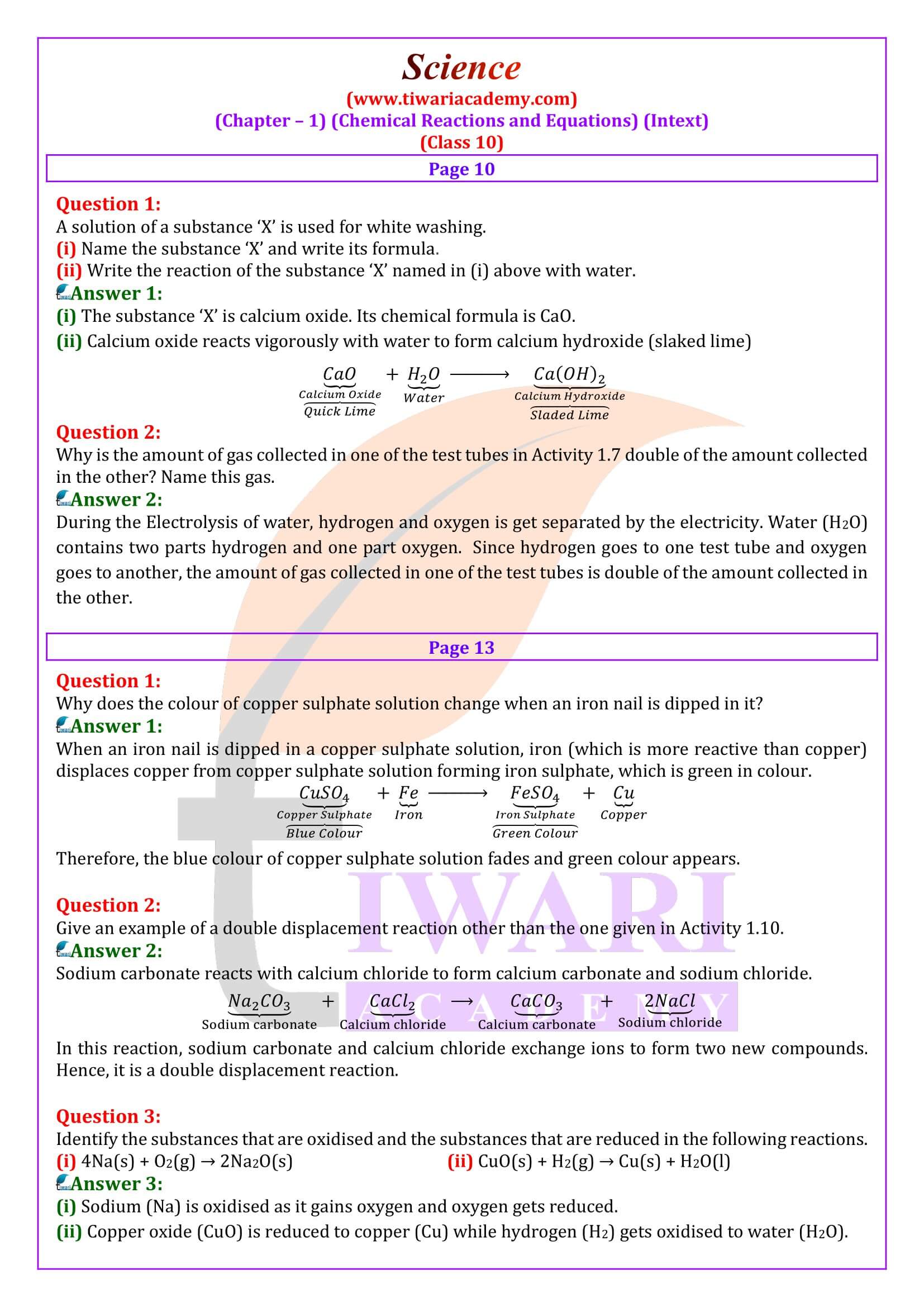NCERT Solutions for Class 10 Science Chapter 1 in page questions