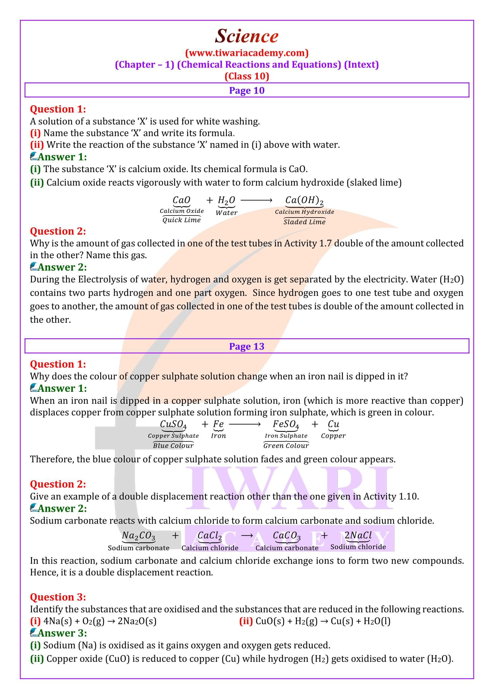 science assignment topics for class 10