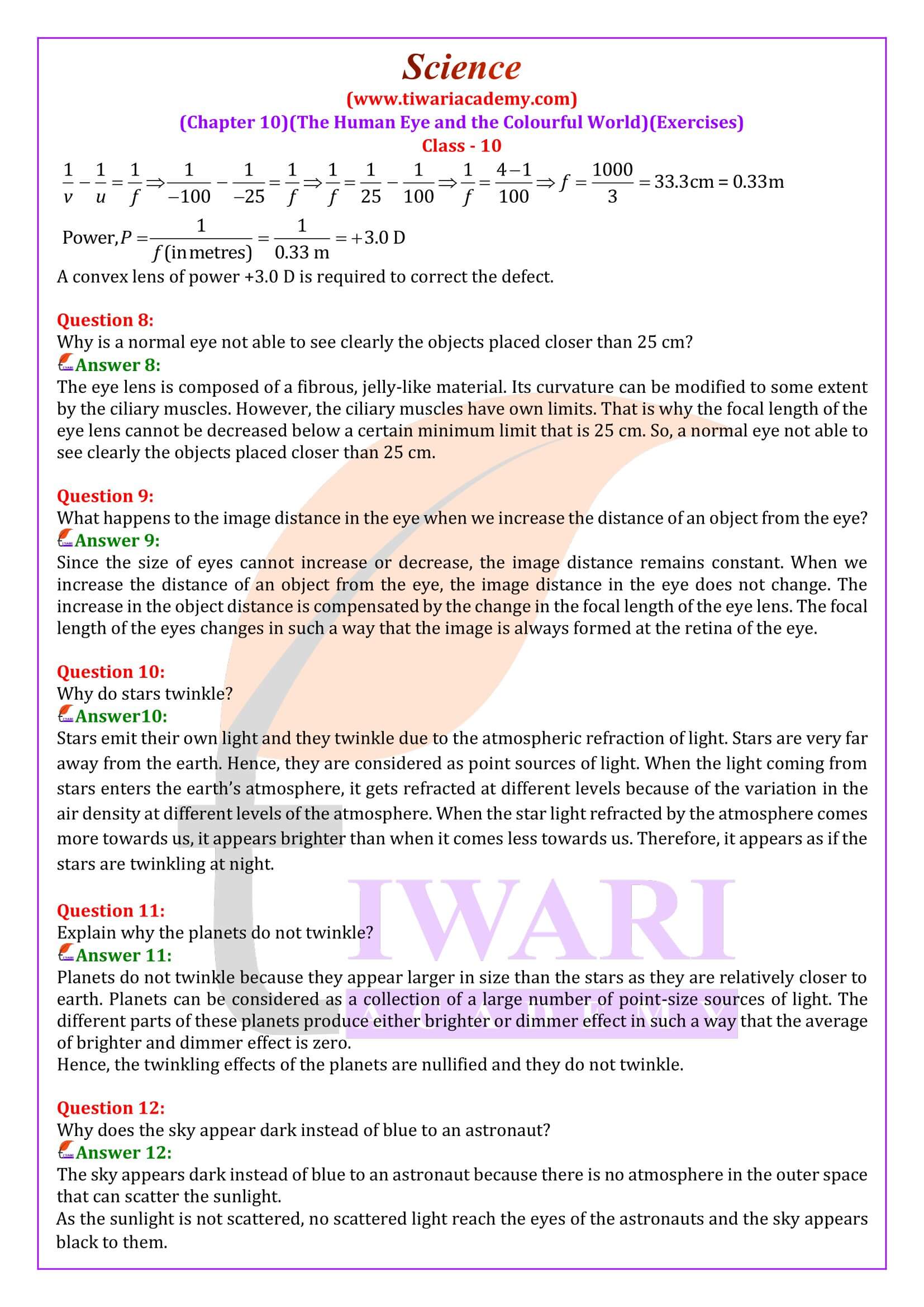NCERT Solutions for Class 10 Science Chapter 10 Question Answers