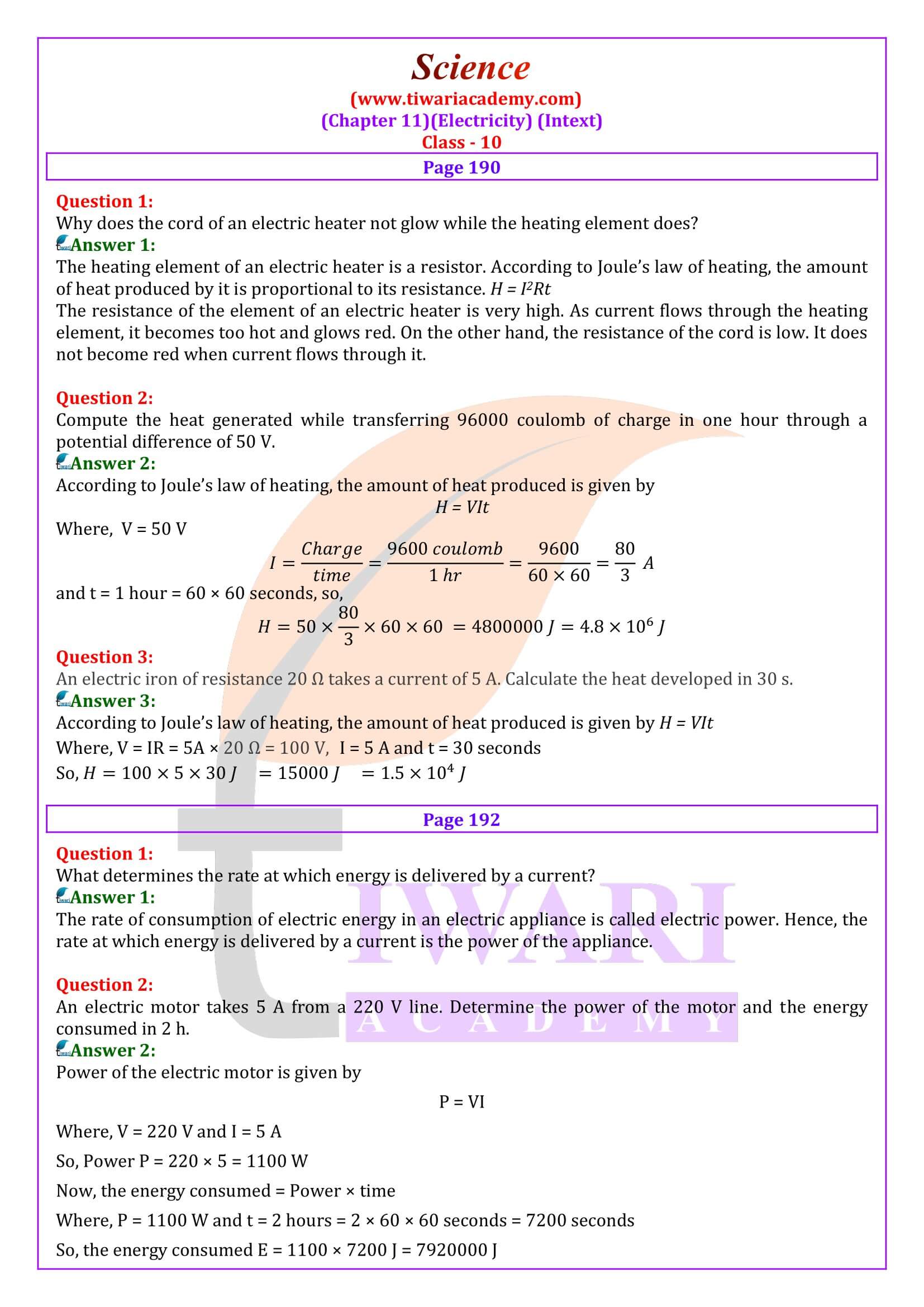 Class 10 Science Chapter 11 intext question answers