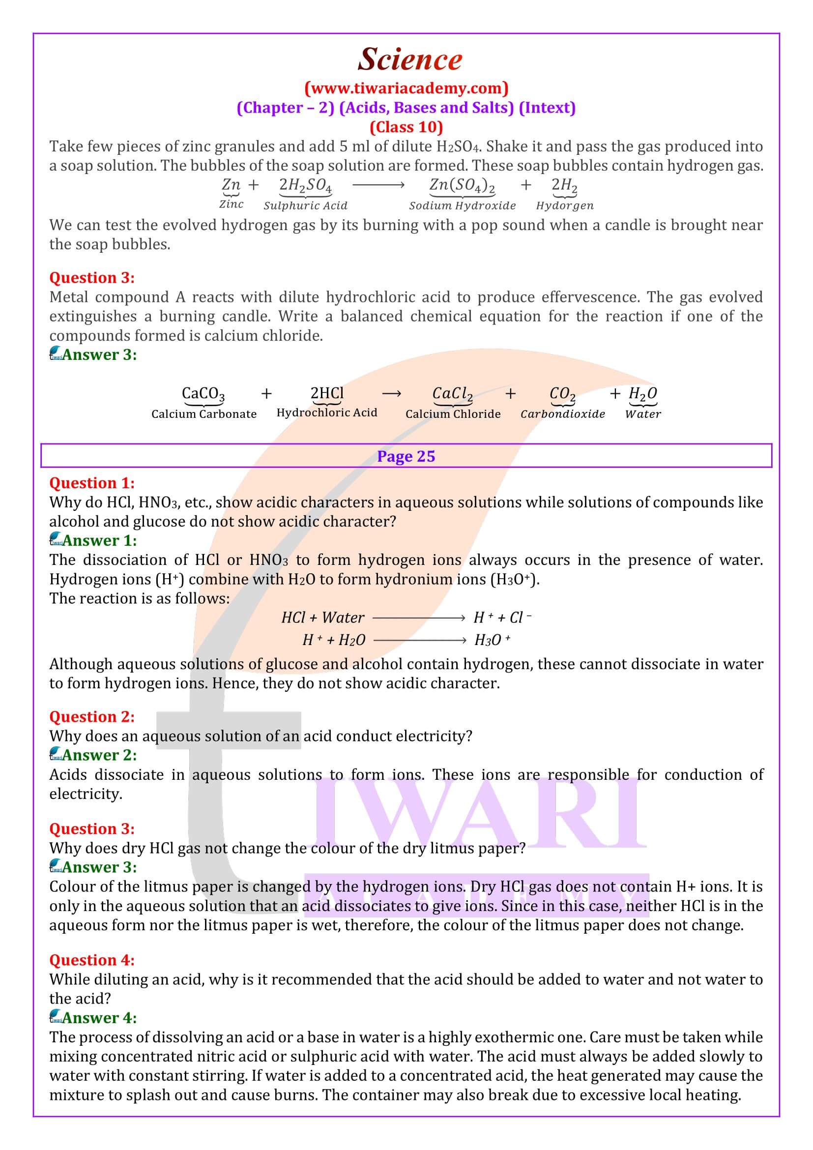 NCERT Solutions for Class 10 Science Chapter 2 Intext Questions