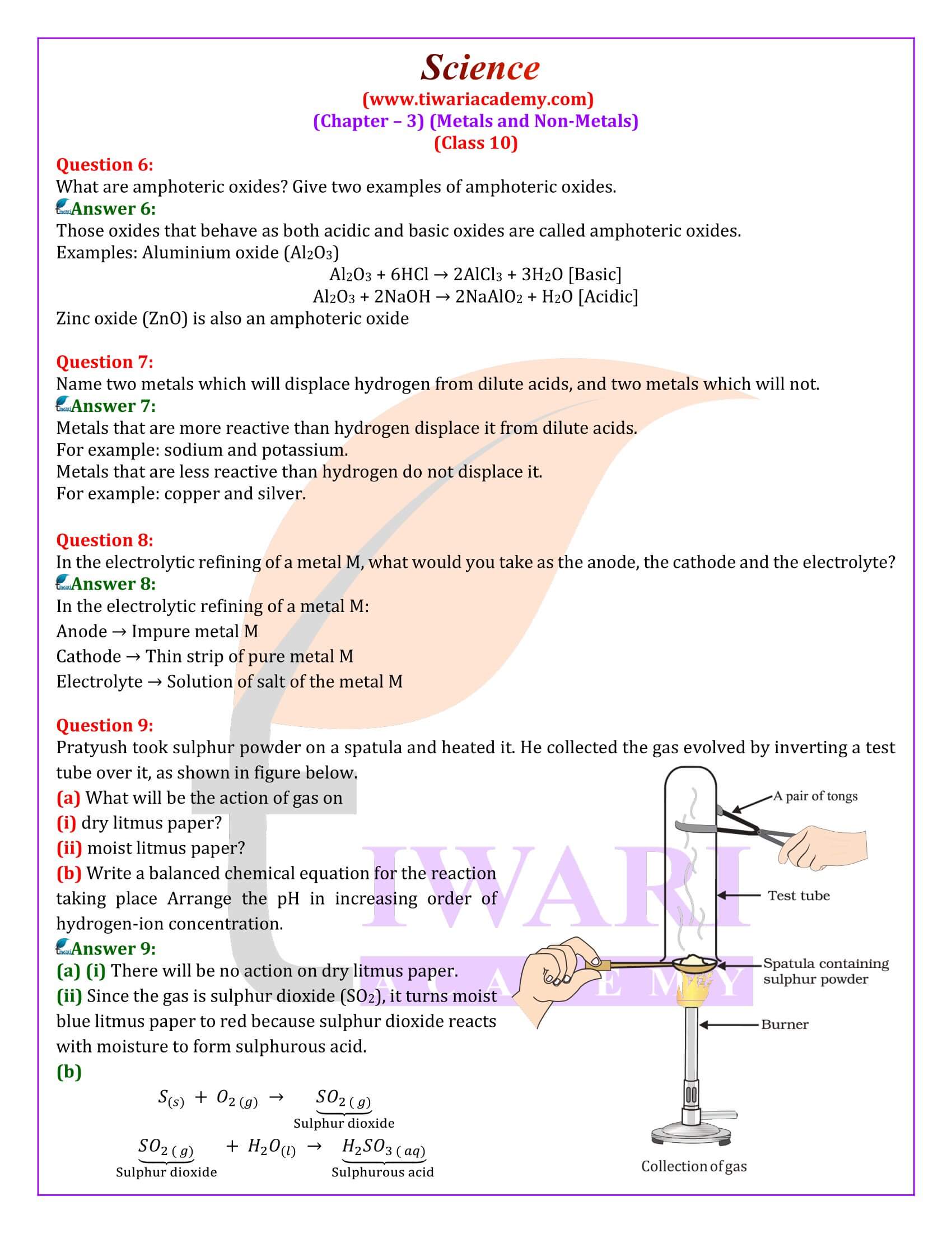 NCERT Solutions for Class 10 Science Chapter 3