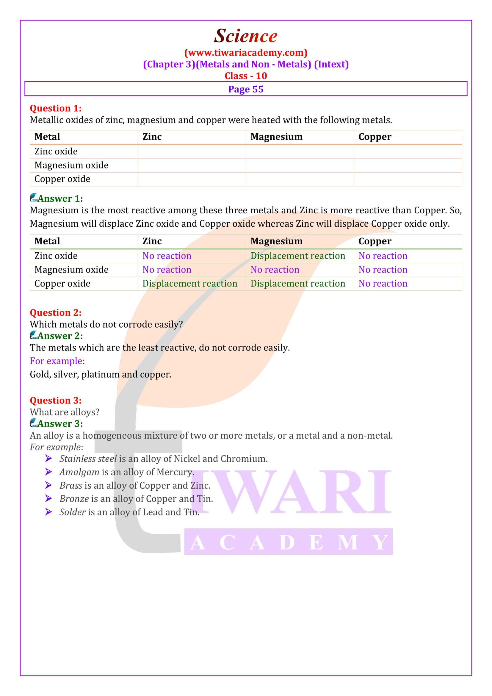 NCERT Solutions for Class 10 Science Chapter 3 in English Medium