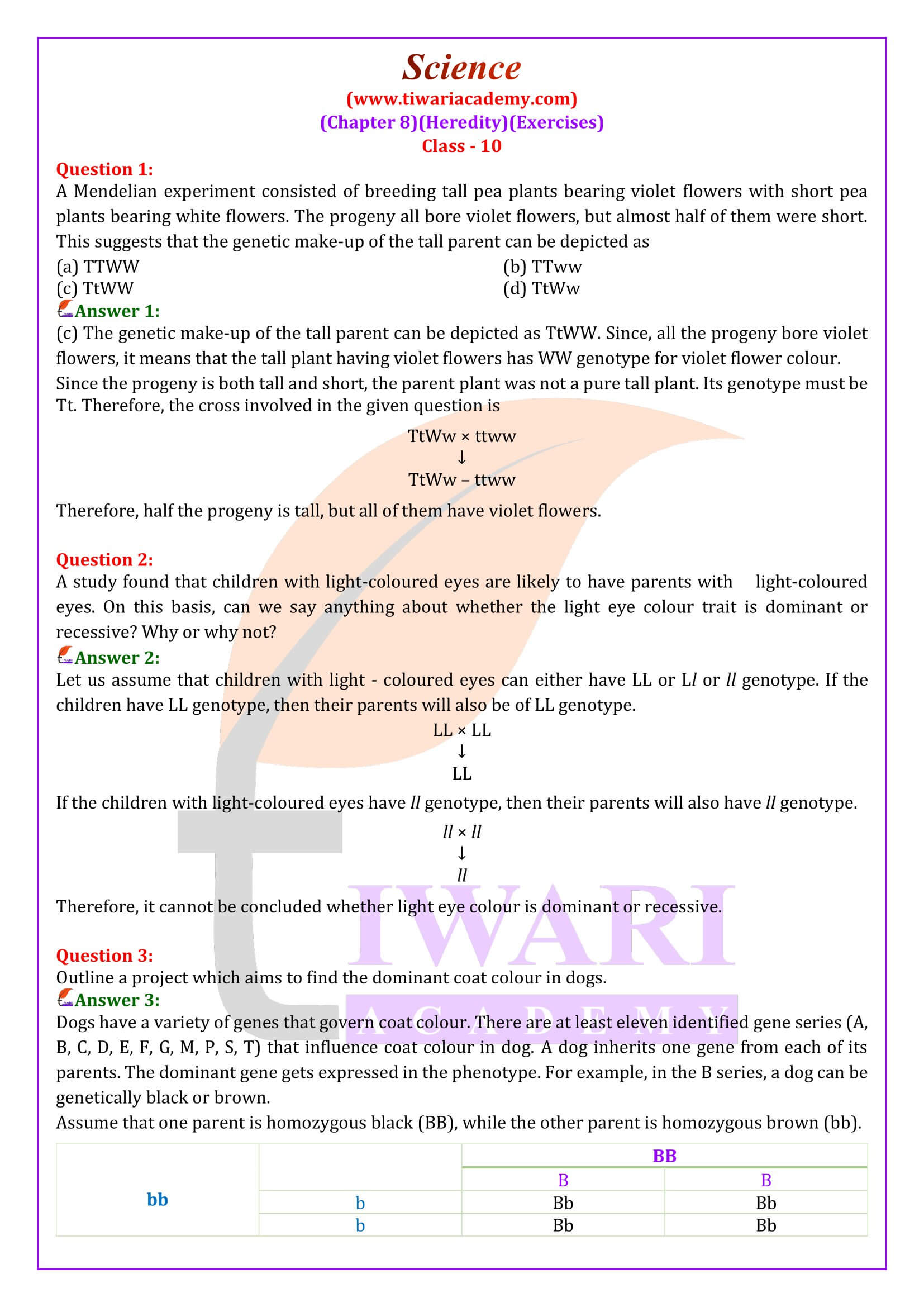 case study of heredity class 10