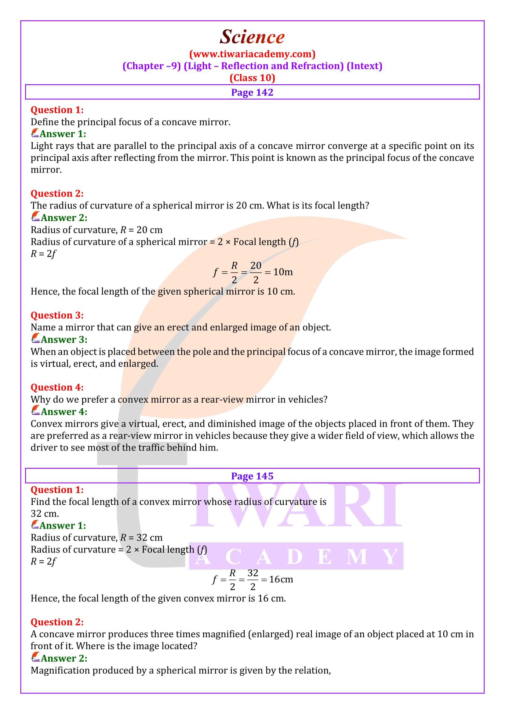 NCERT Solutions for Class 10 Science Chapter 9 Intext Questions