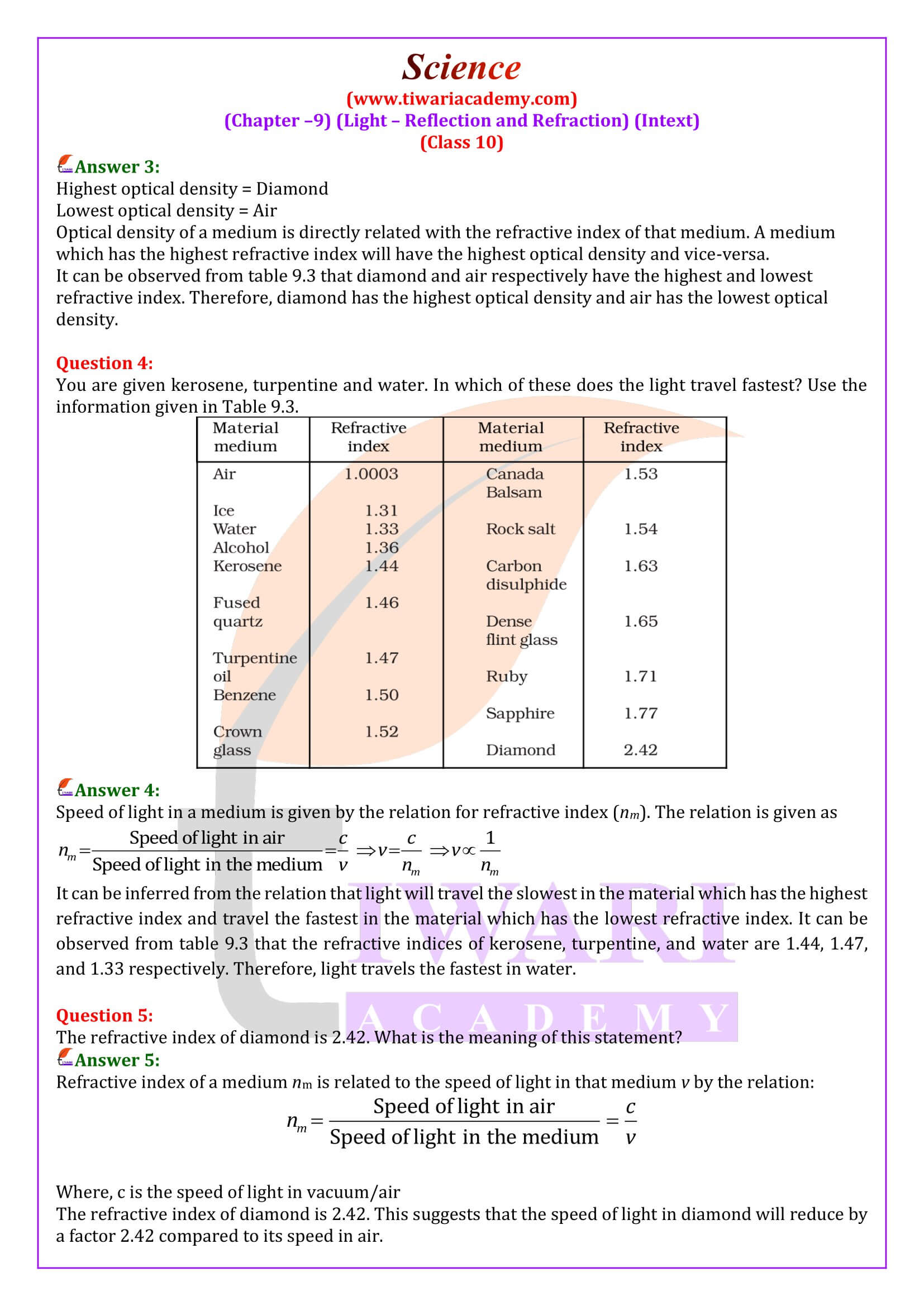 Class 10 Science Chapter 9 Question Answers