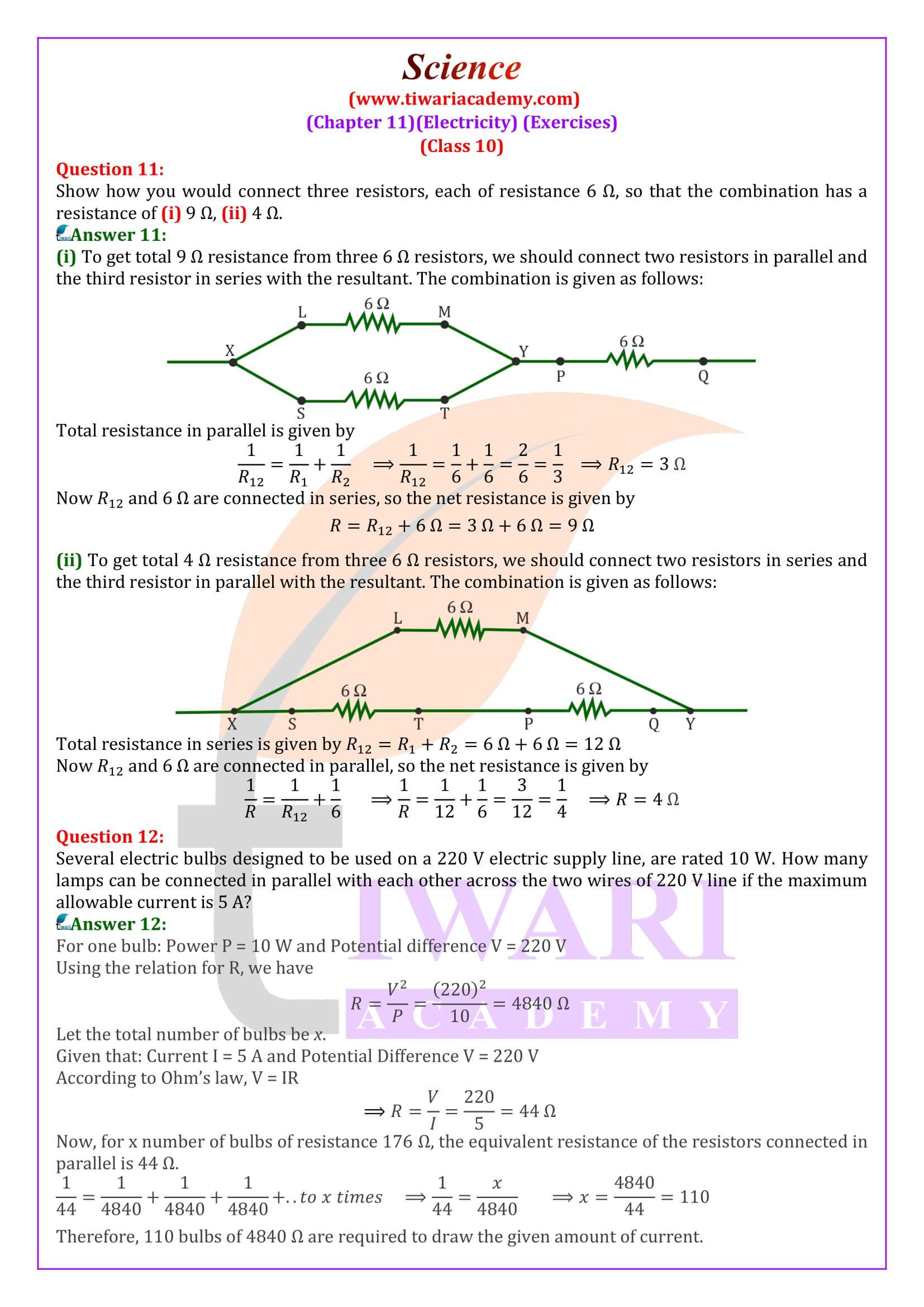 NCERT Solutions for Class 10 Science Chapter 11 in English Medium