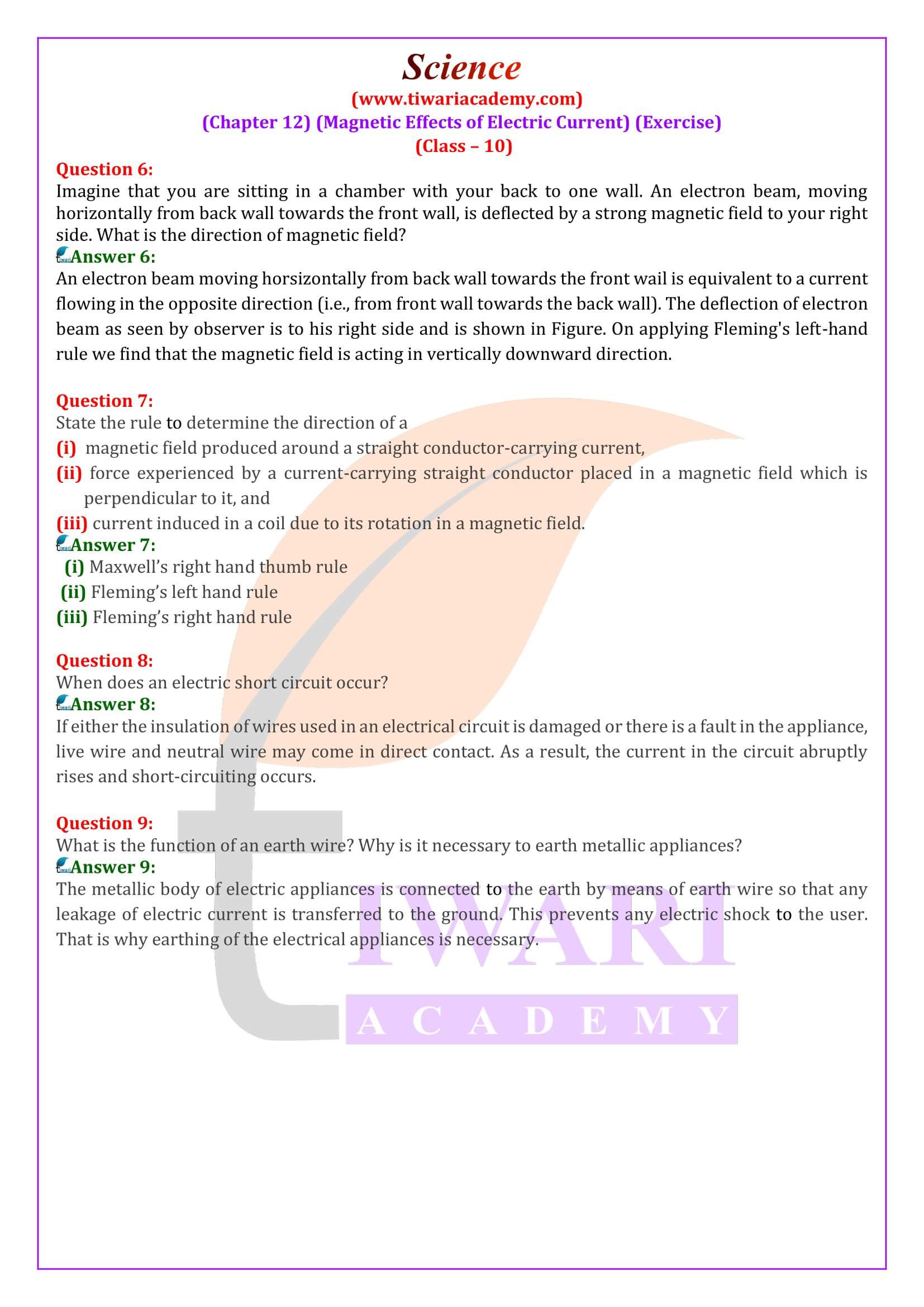 NCERT Solutions for Class 10 Science Chapter 12