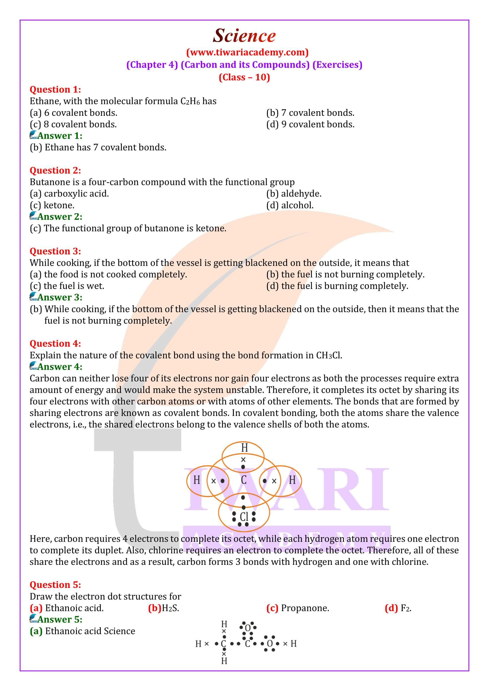 Class 10 Science Chapter 4 Carbon and its Compounds