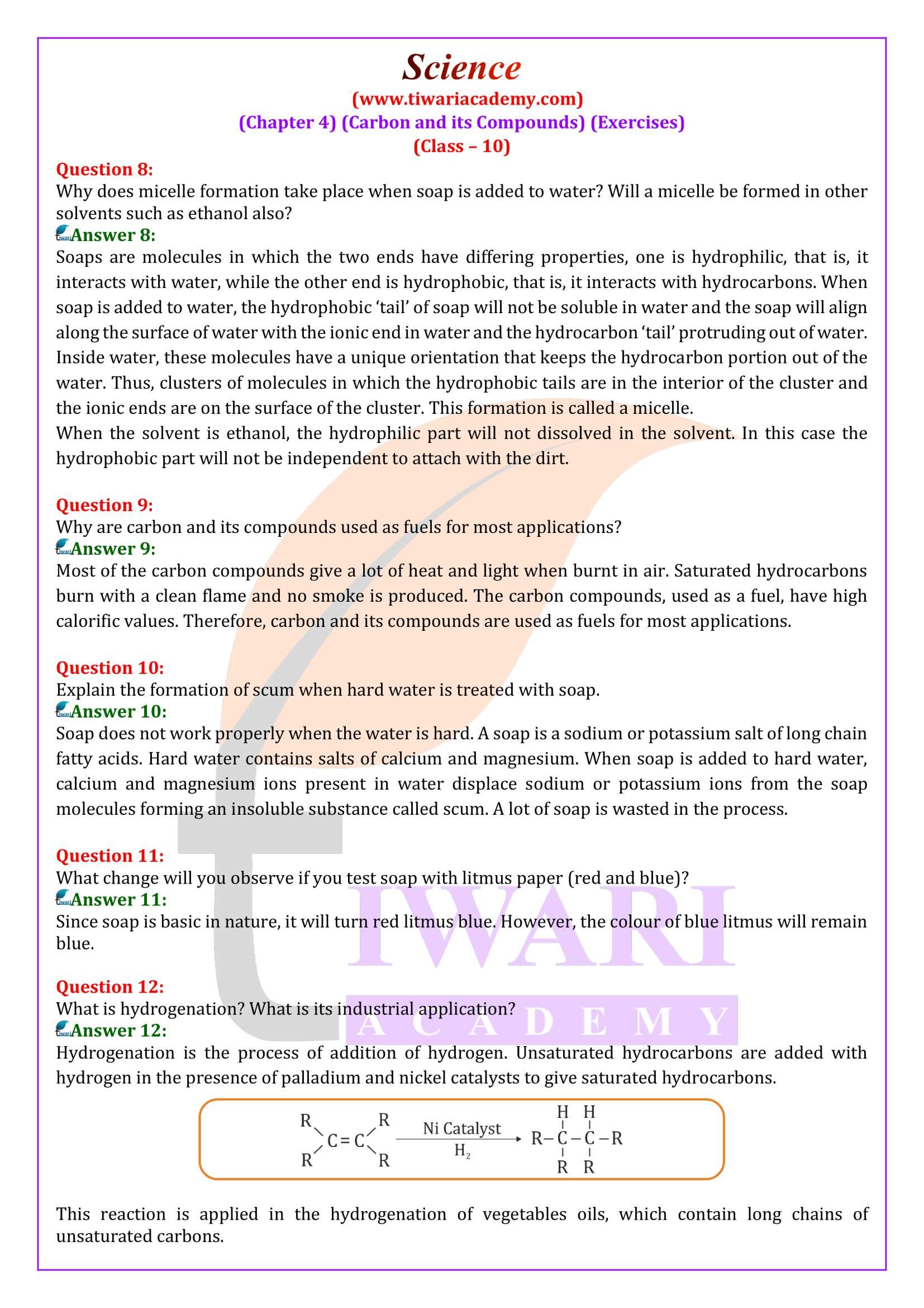 NCERT Solutions for Class 10 Science Chapter 4 Exercises