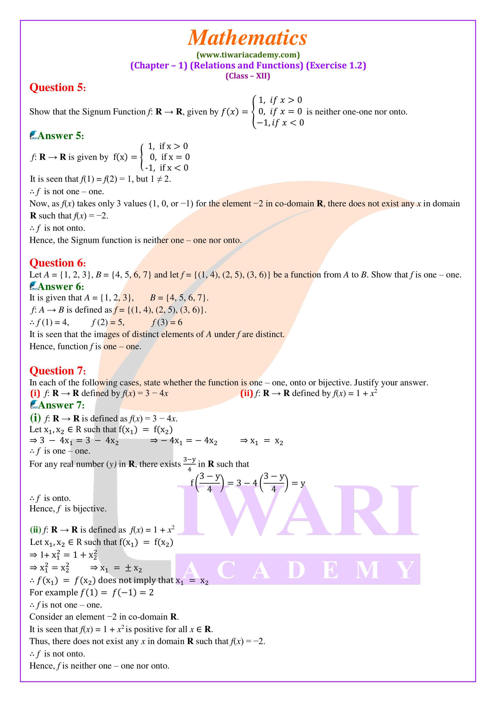 Ex. 1.2 of 12th Maths solutions