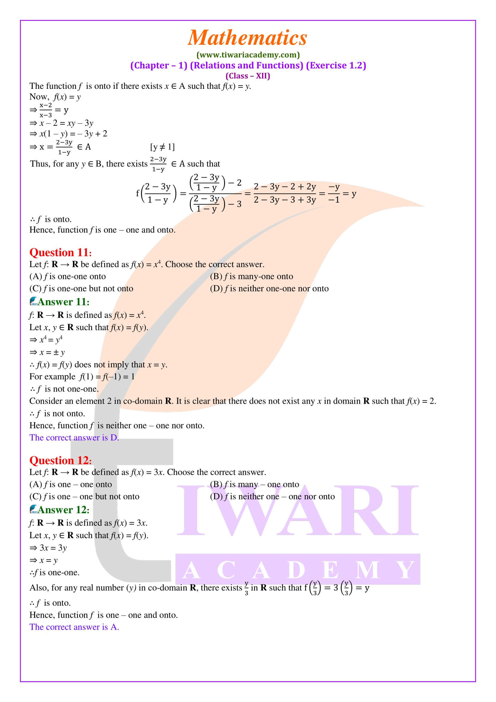 12th Maths ex. 1.2