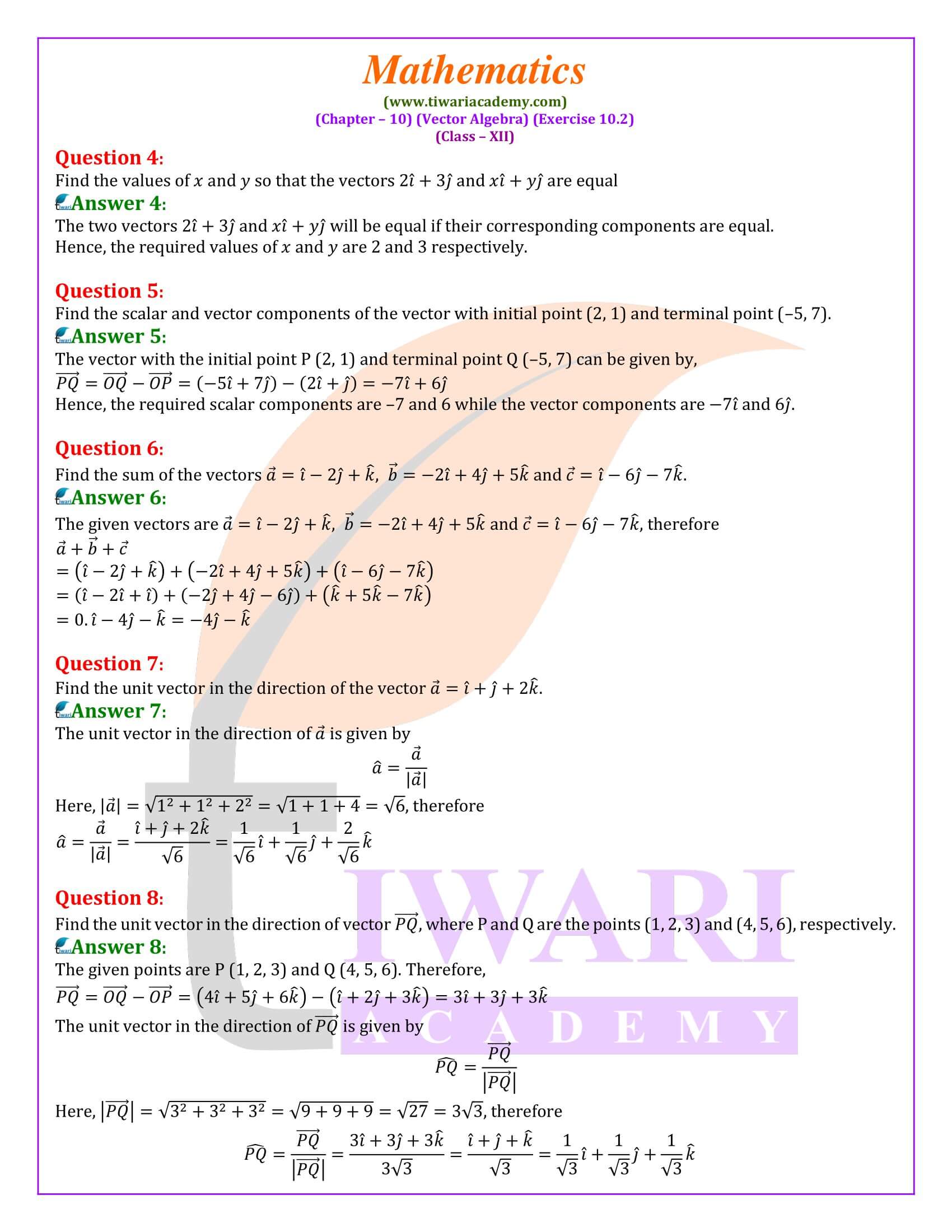 Class 12 Maths Exercise 10.2 updated for new session