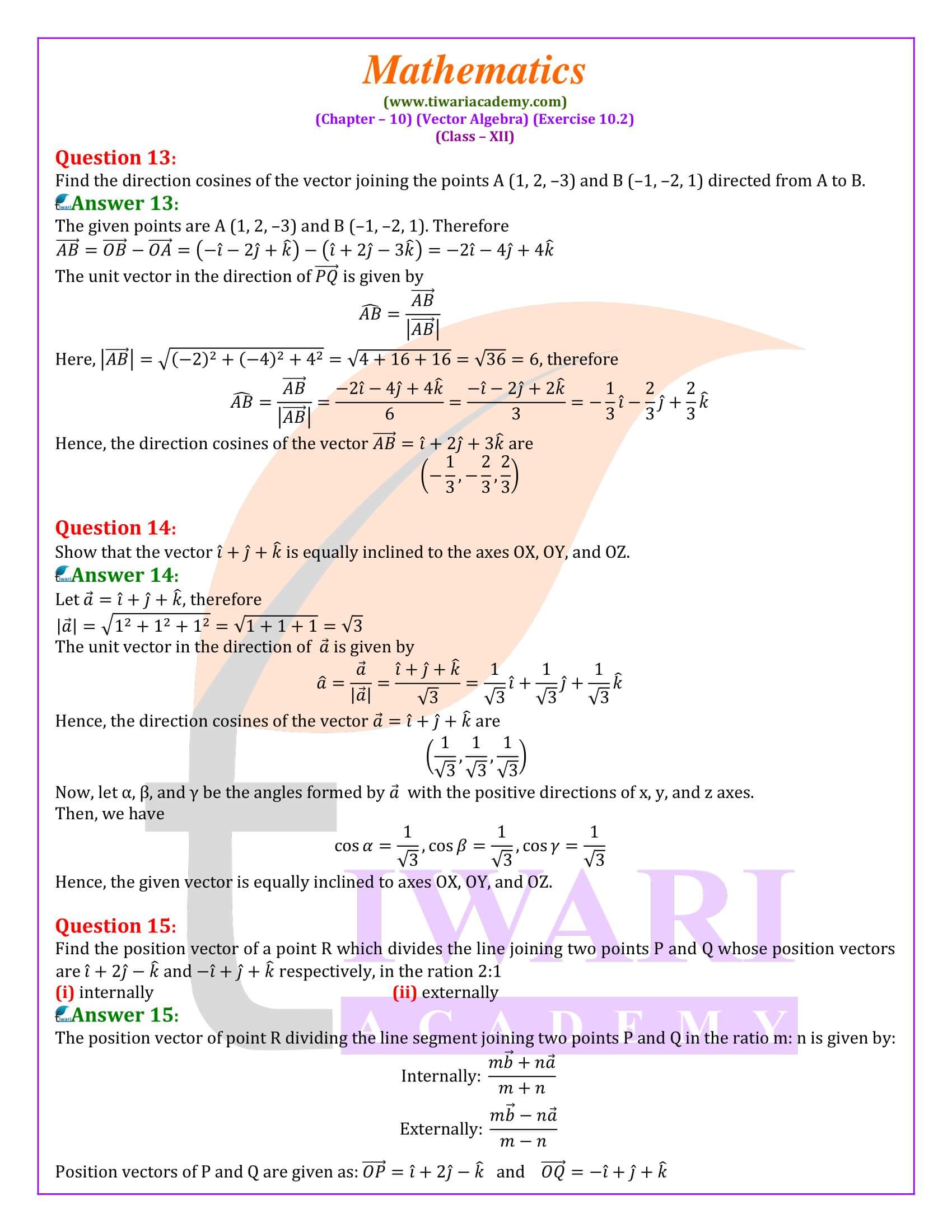 12th Maths ex. 10.2