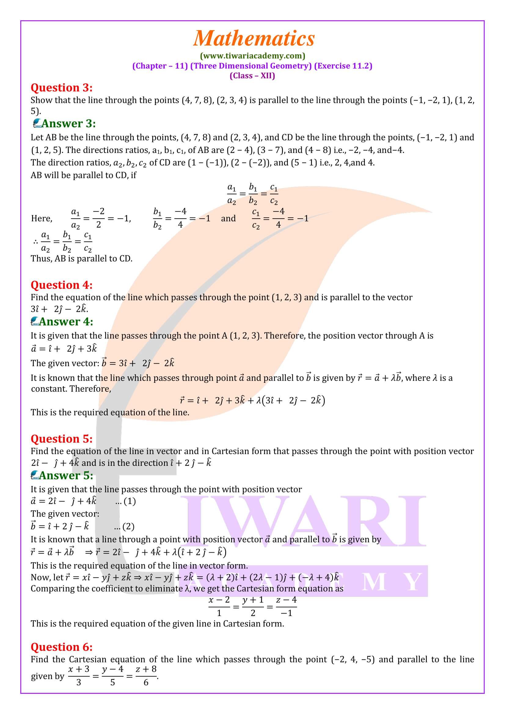 NCERT Solution for Class 12 Maths Exercise 11.2