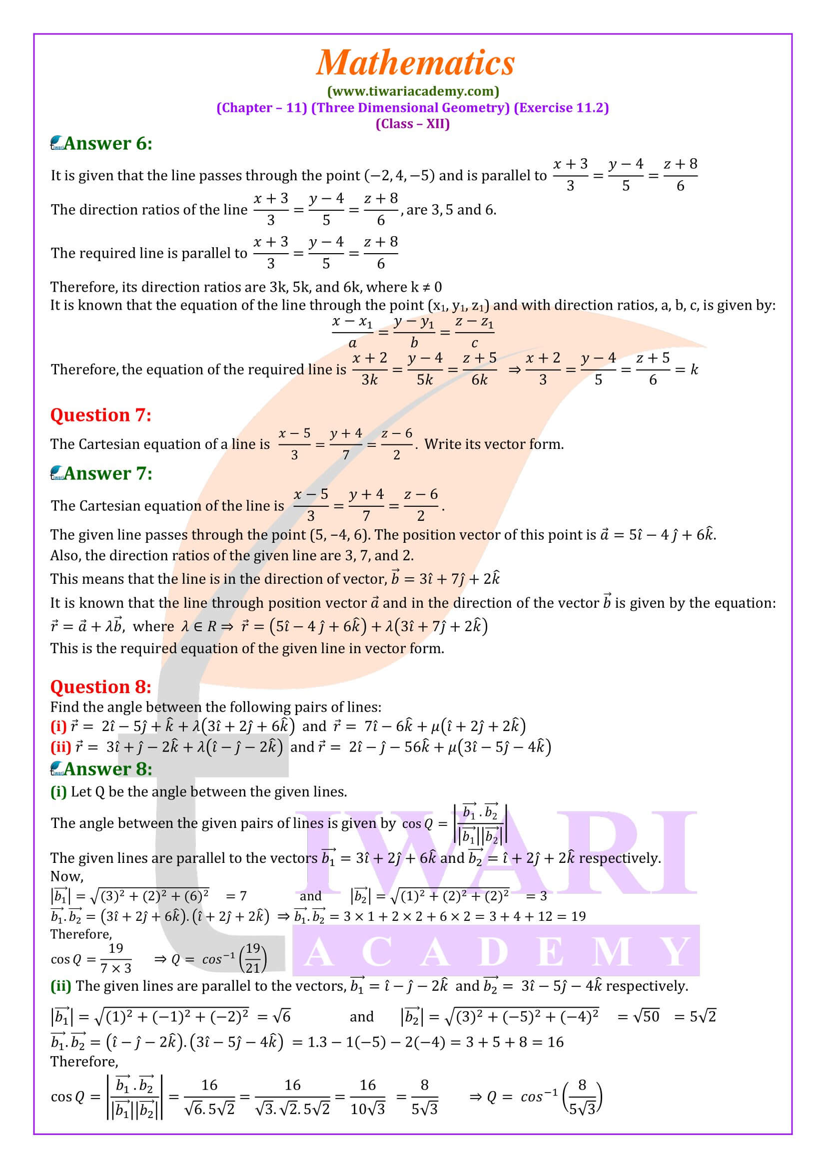 Class 12 Maths Exercise 11.2 in English Medium