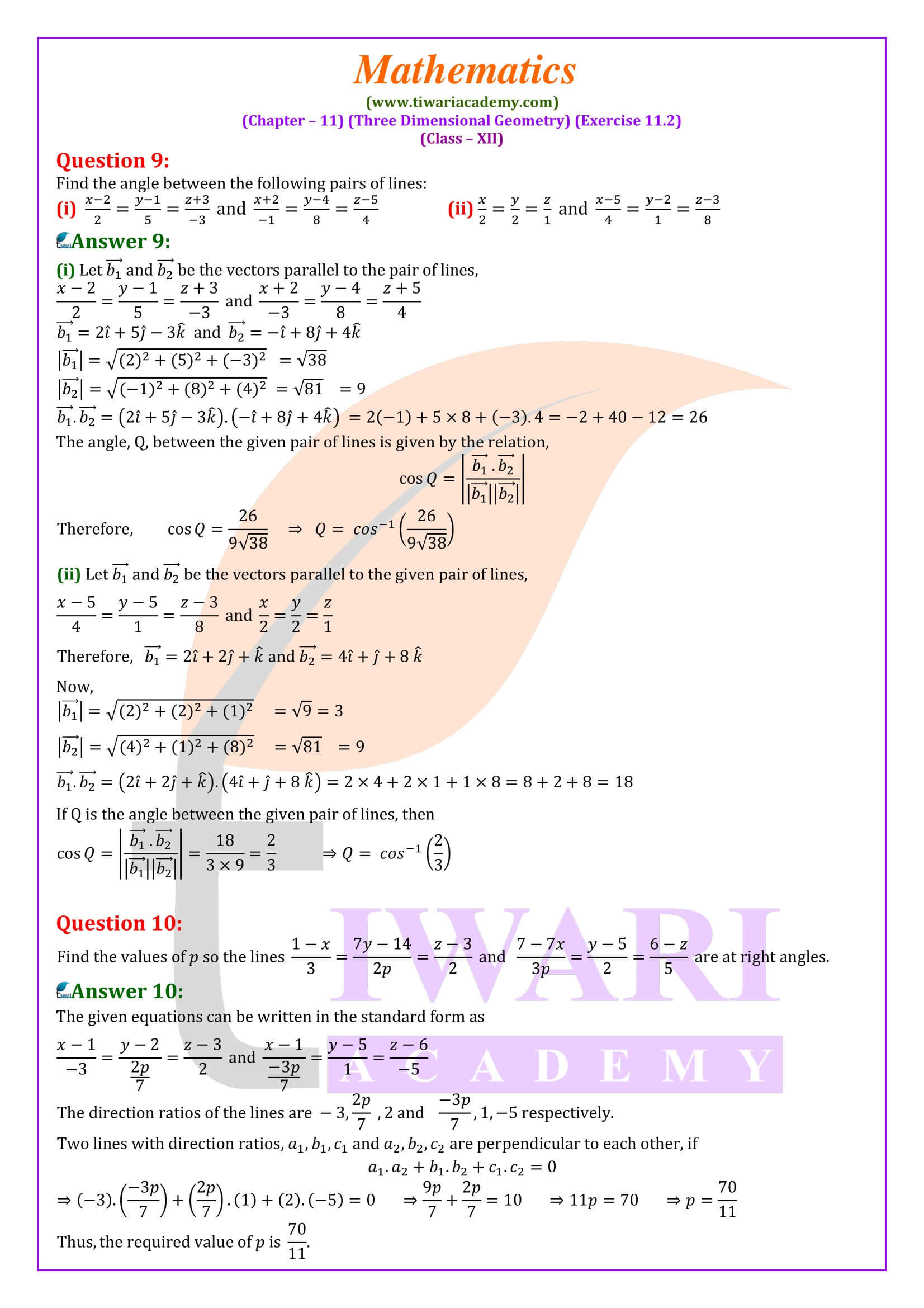 Class 12 Maths Exercise 11.2 updated for new session