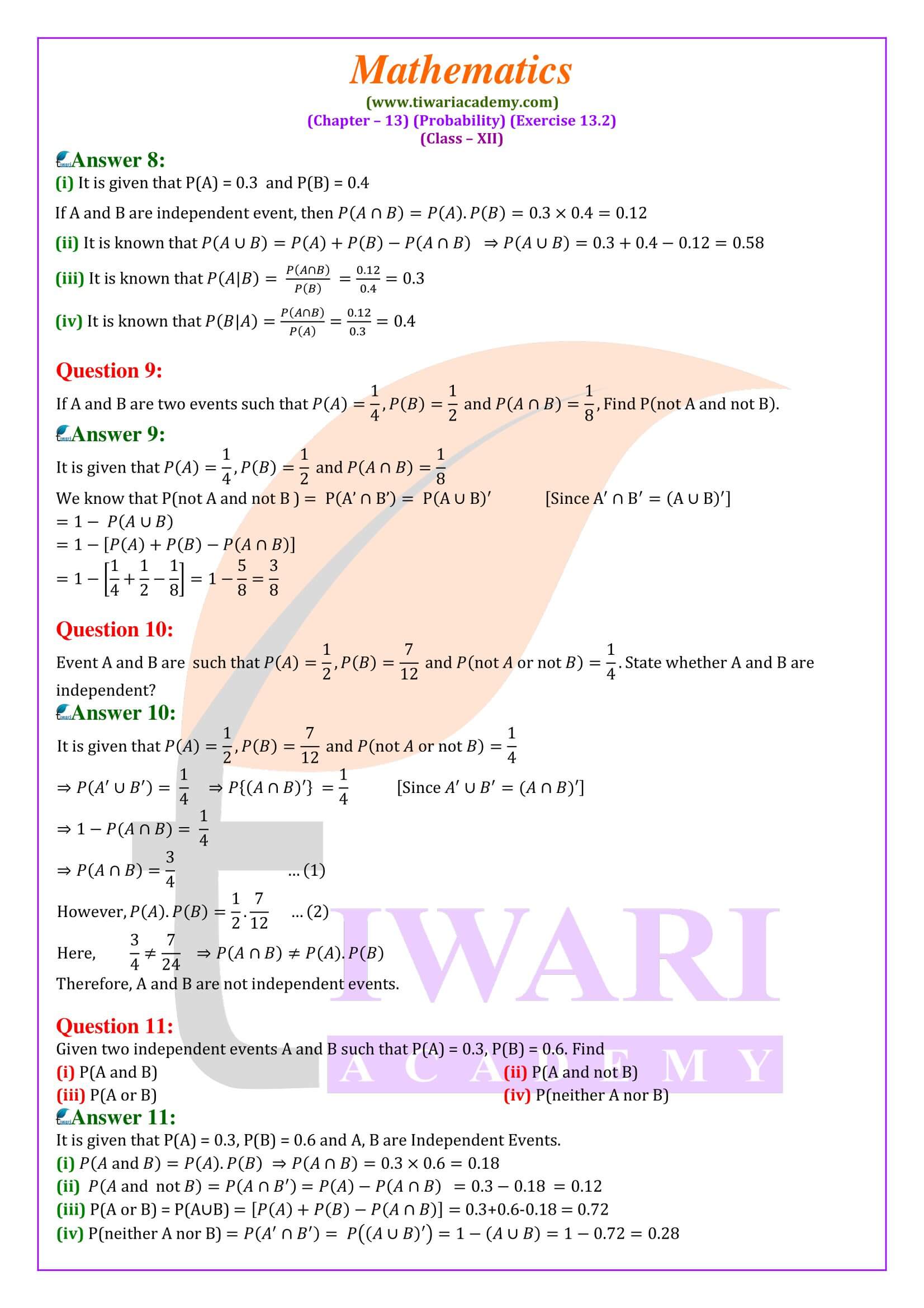 Class 12 Maths Exercise 13.2 updated for new session