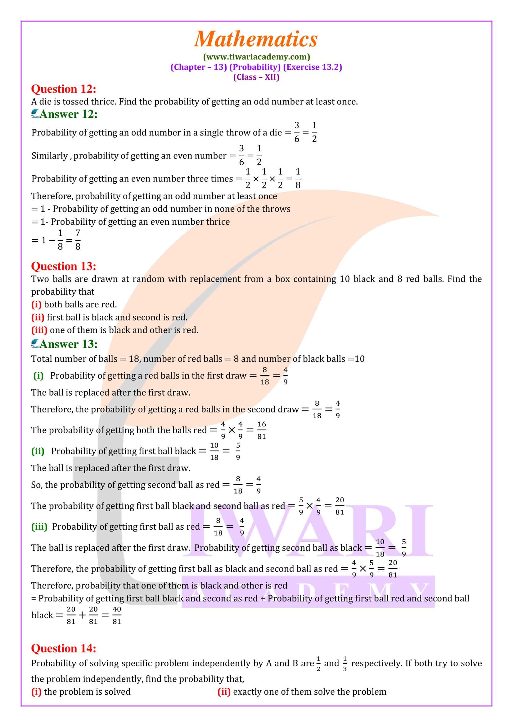 12th Maths ex. 13.2