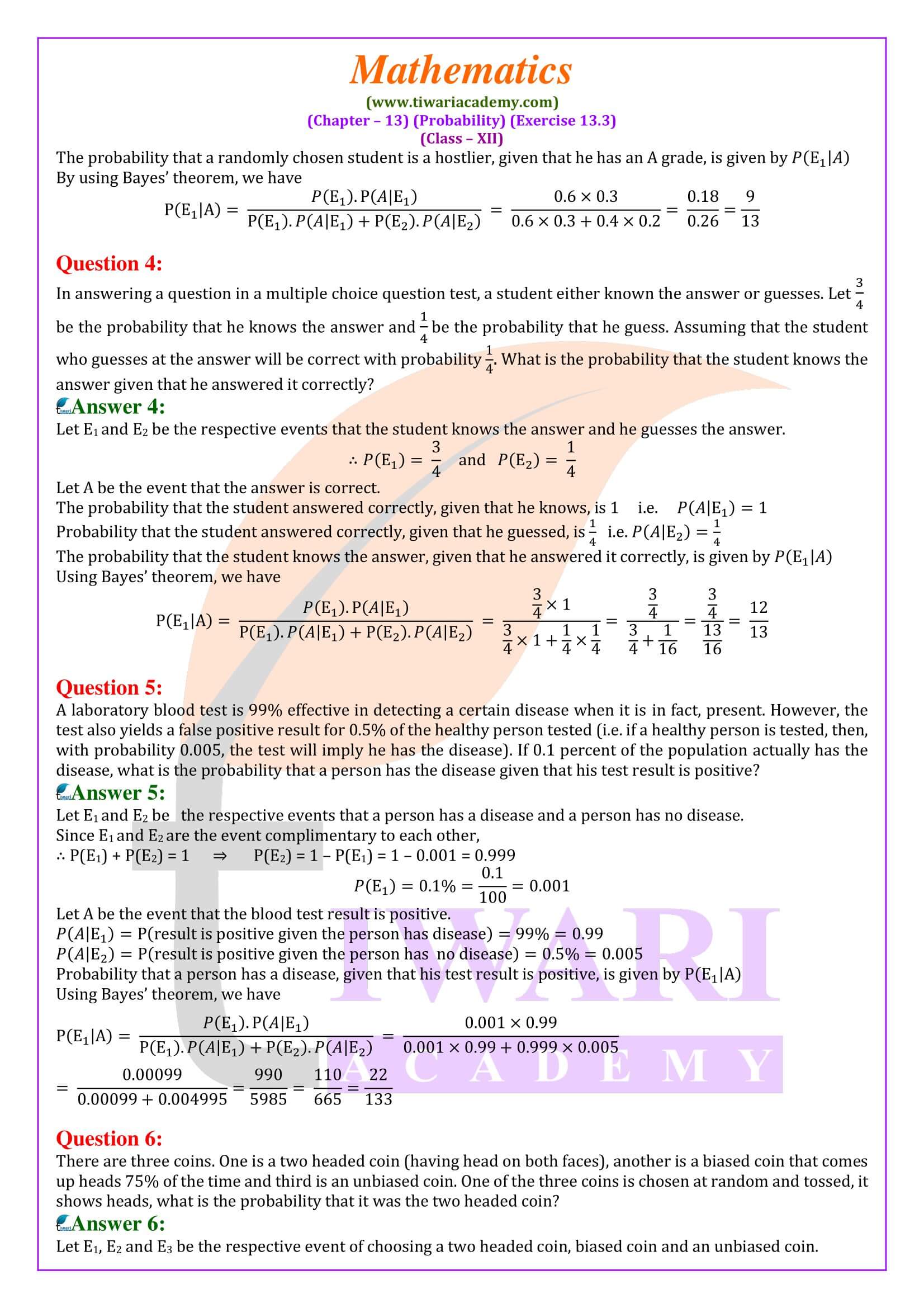 NCERT Solution for Class 12 Maths Exercise 13.3 in English Medium