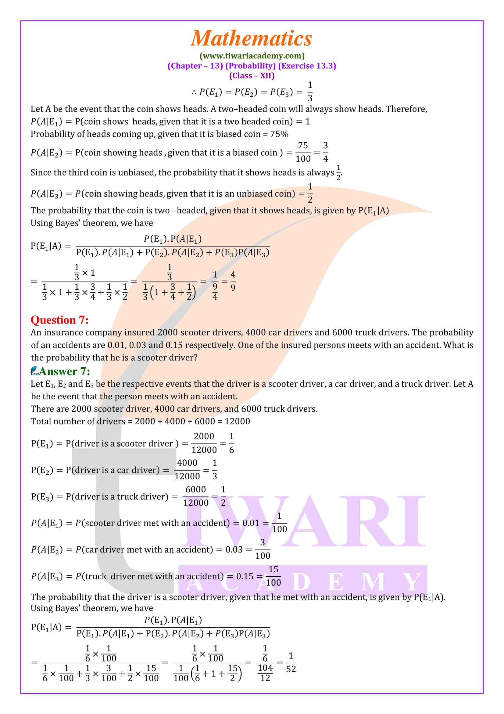 Class 12 Maths Exercise 13.3 solutions updated for new session