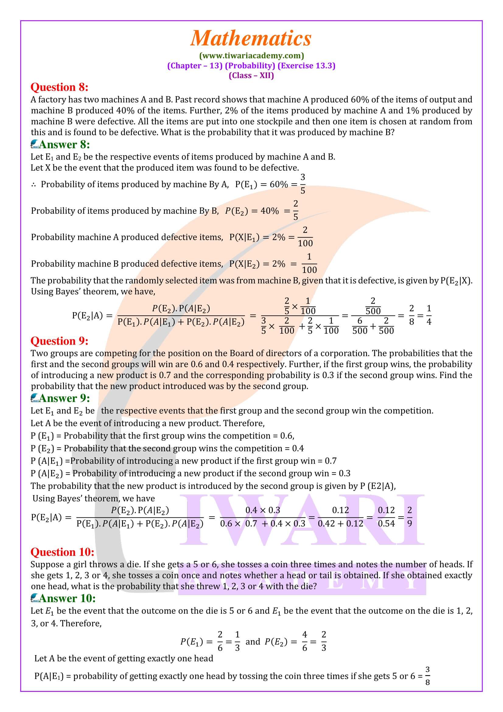 12th Maths ex. 13.3