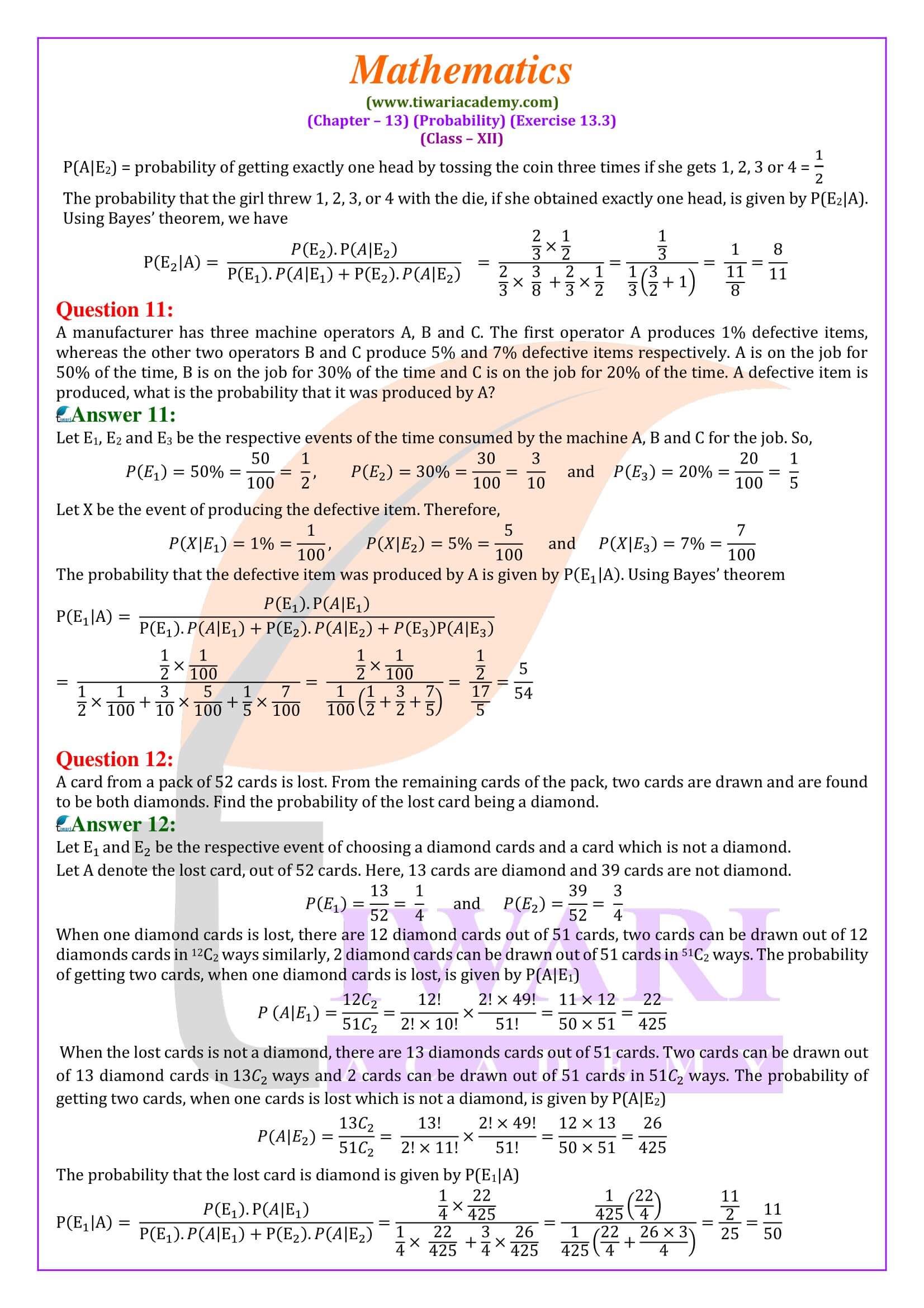 Ex. 13.3 Class 12 Maths solutions