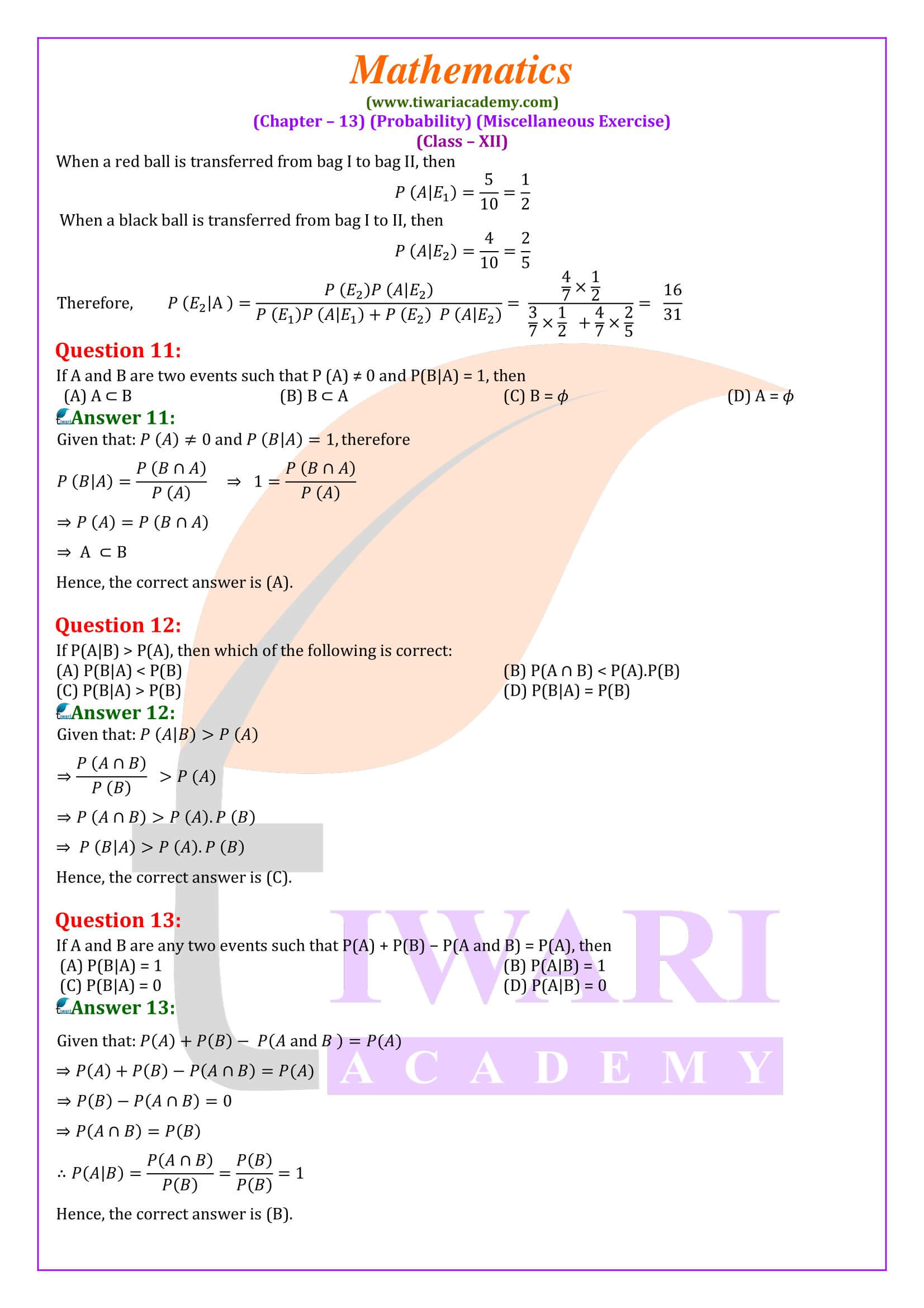 Misc. Ex. 13 Class 12 Maths