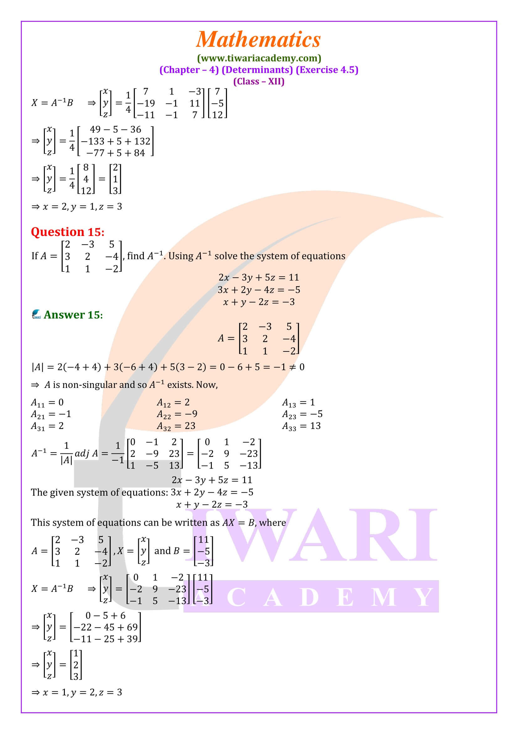 Class 12 Maths Exercise 4.5 in updated format