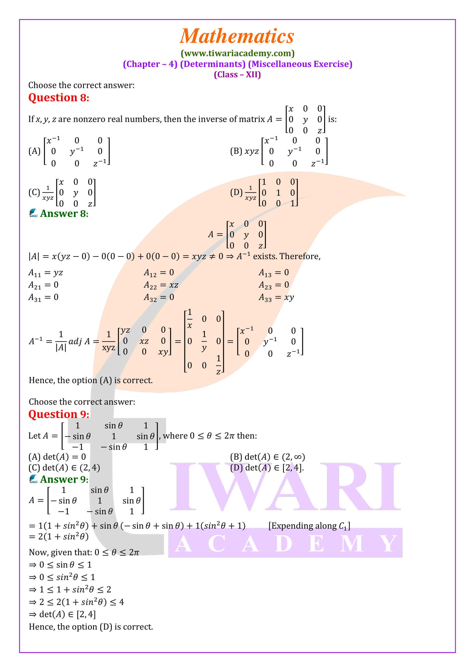 Class 12 Maths Misc. ex. 4 solutions