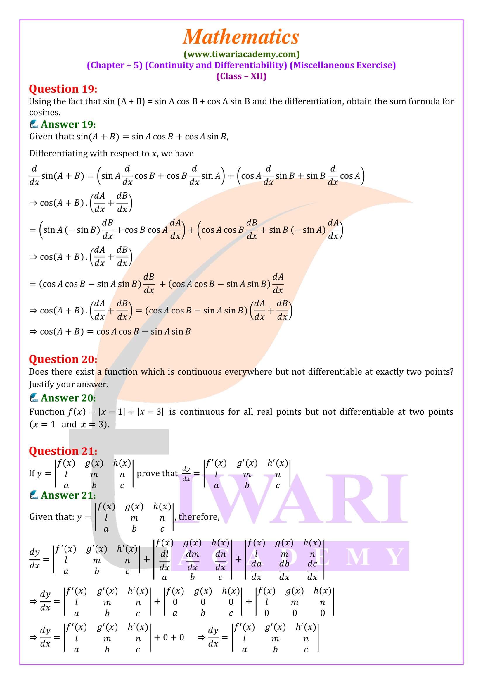 12th Maths misc. ex. 5 guide solution