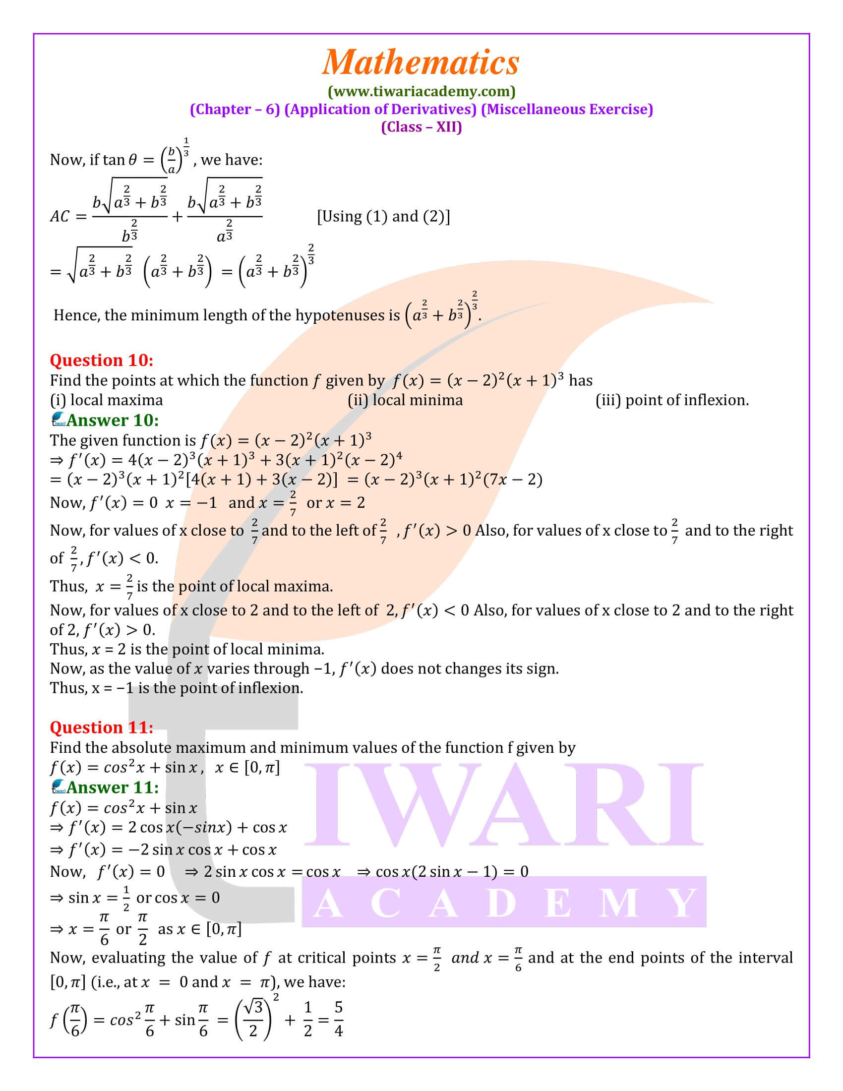 Class 12 Maths Misc. ex. 6 in English