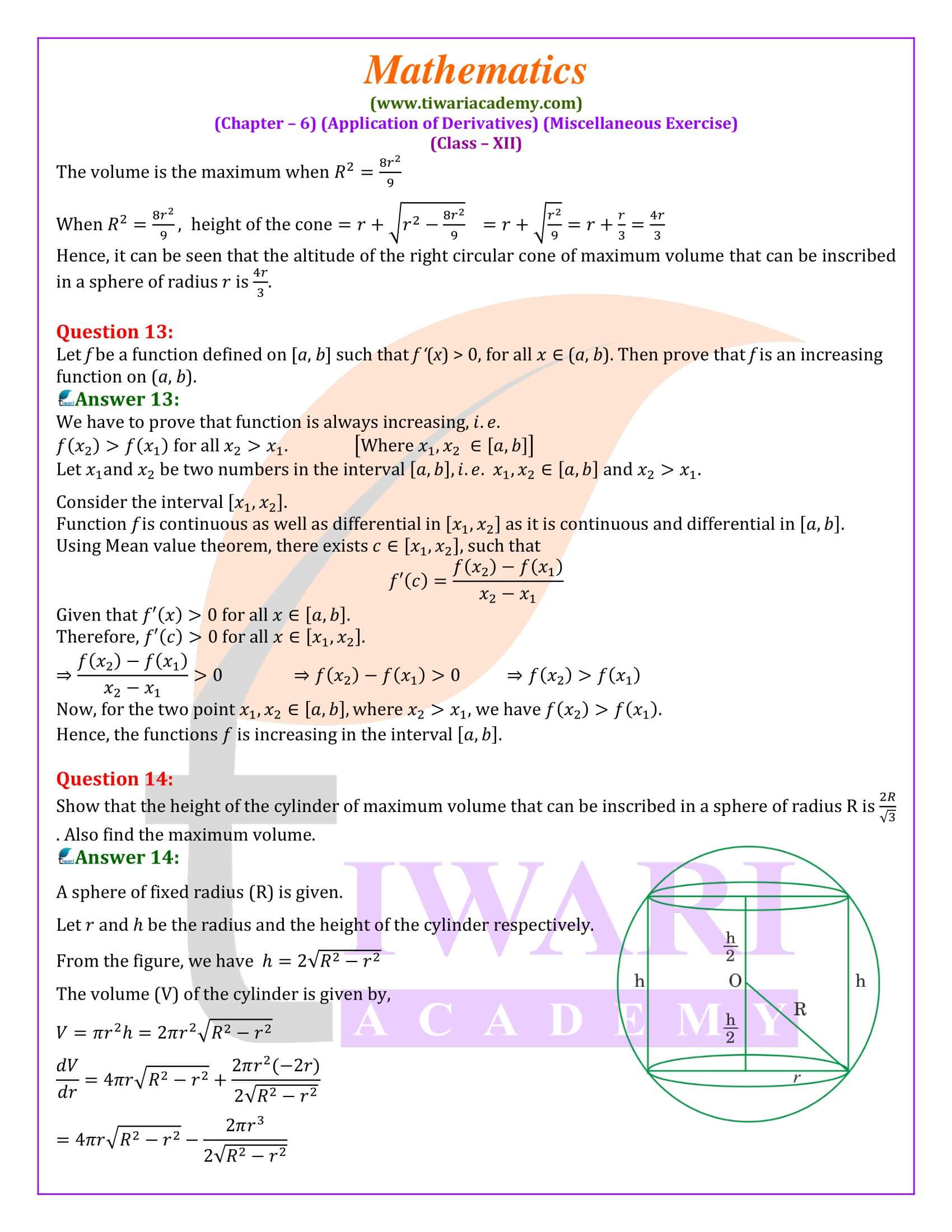 Class 12 Maths Misc. ex. 6 guide in English Medium