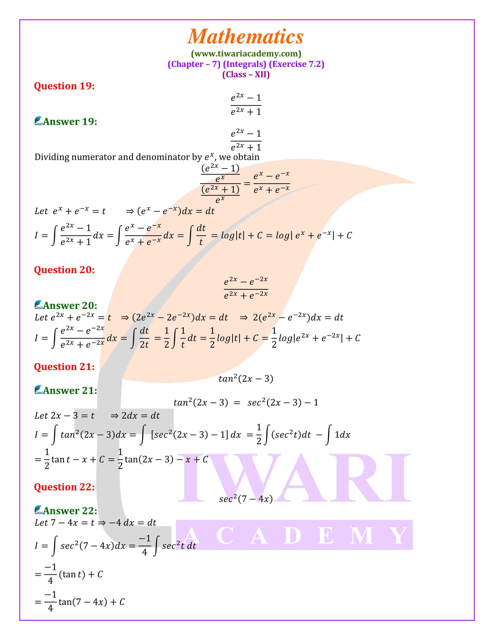 12th Maths ex. 7.2